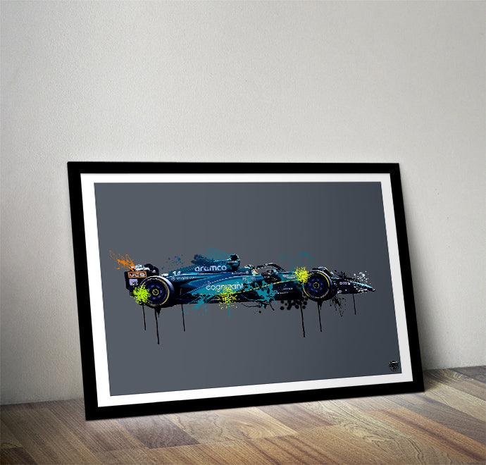 Fernando Alonso 2023 Aston Martin F1 Print - Fueled.art