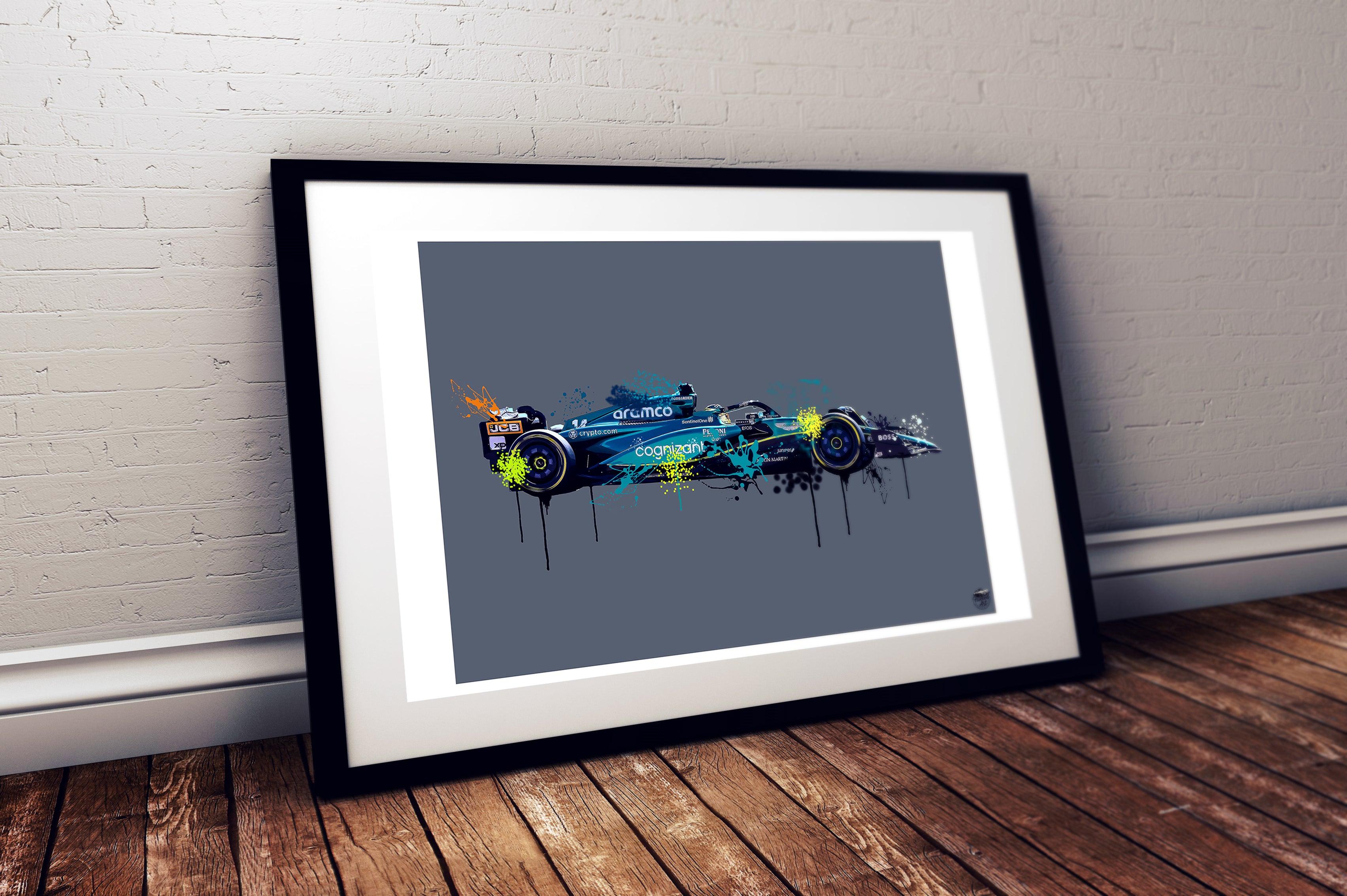 Fernando Alonso 2023 Aston Martin F1 Print - Fueled.art