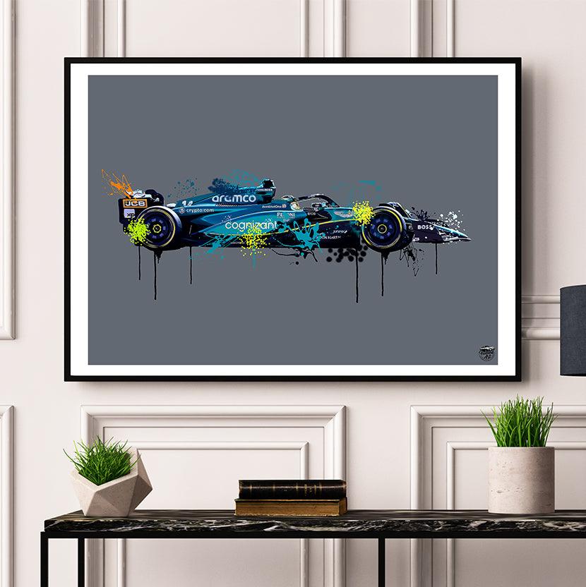 Fernando Alonso 2023 Aston Martin F1 Print - Fueled.art