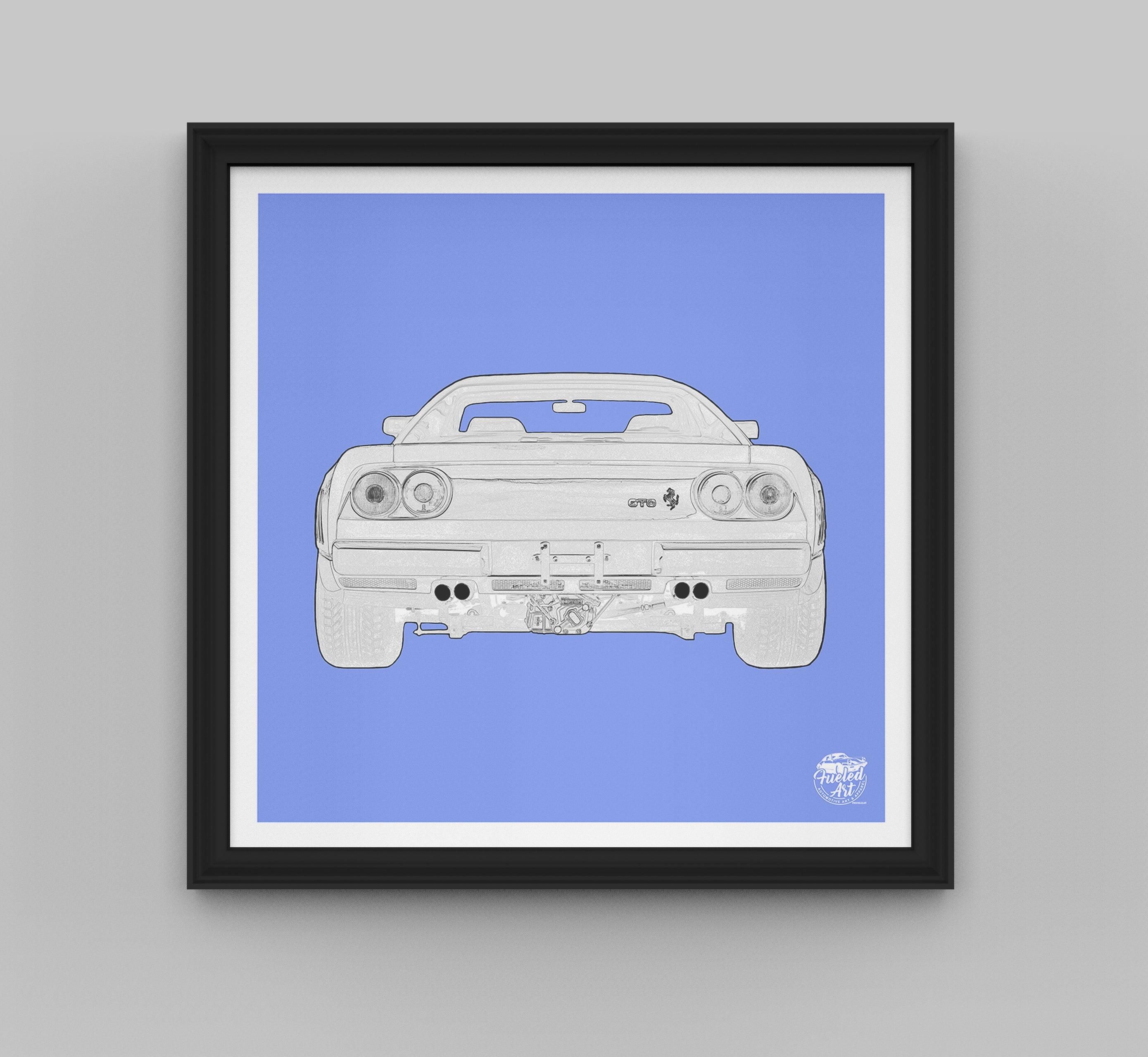 Ferrari 288 GTO Print - Blue - Fueled.art