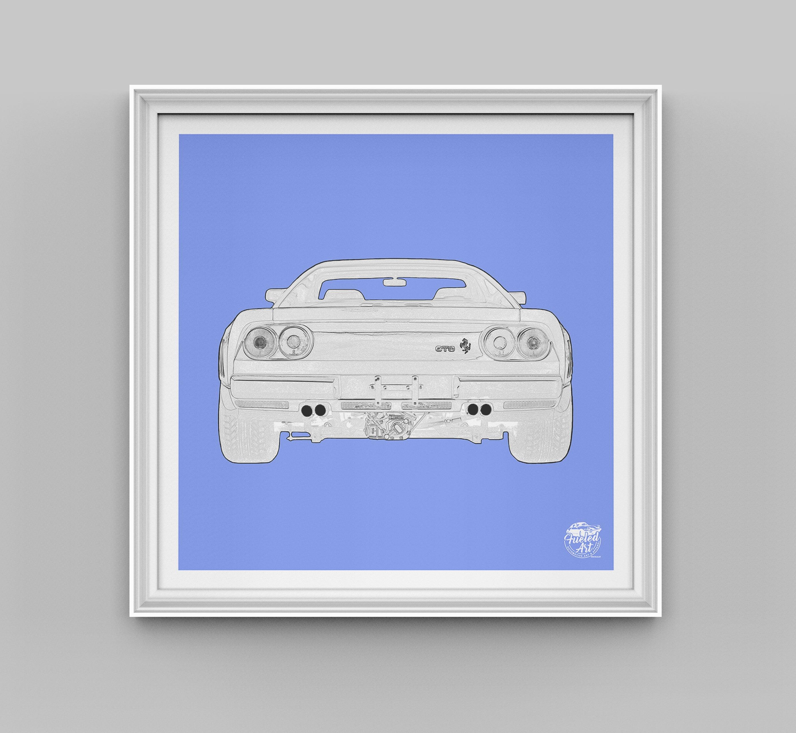 Ferrari 288 GTO Print - Blue - Fueled.art