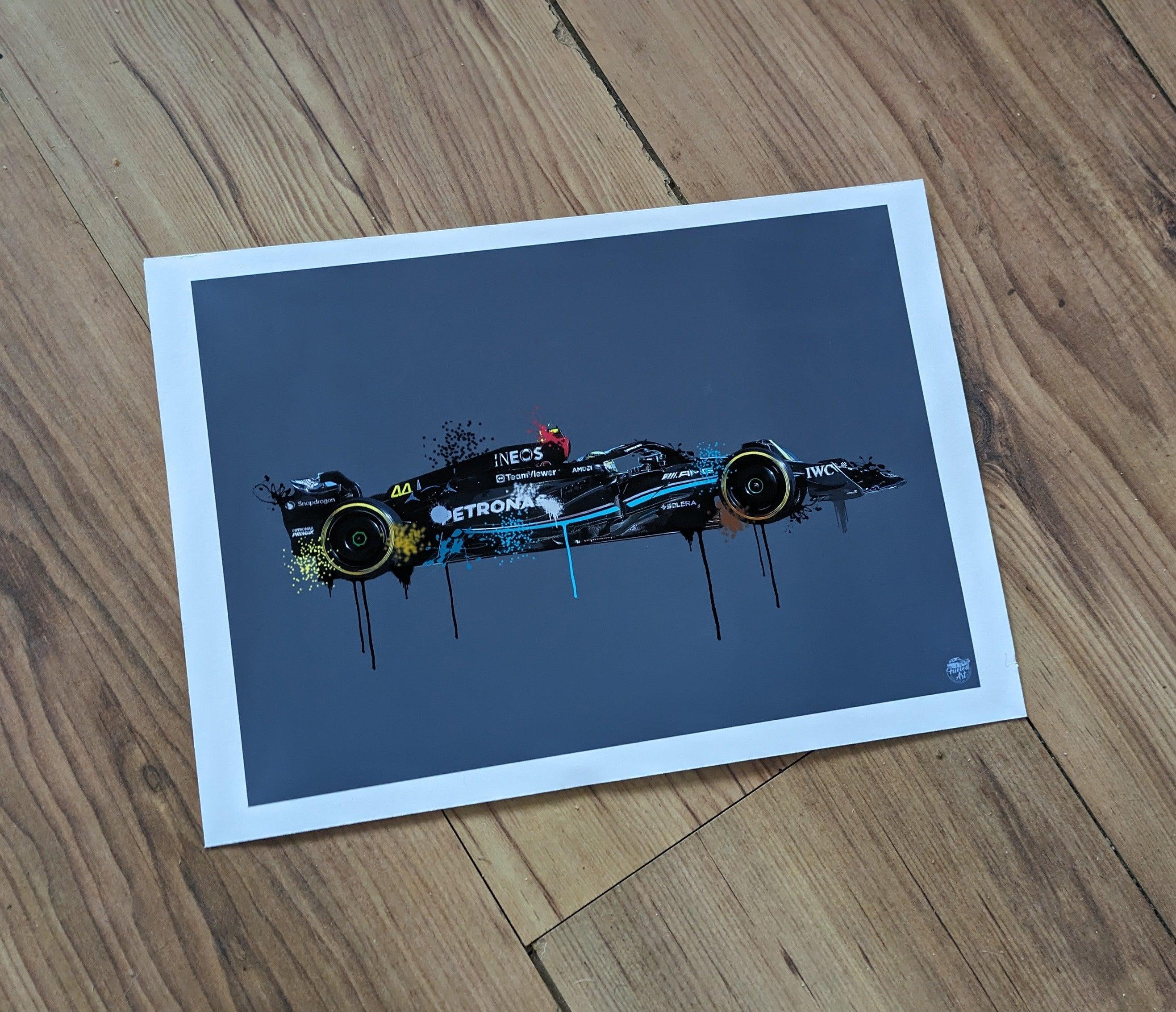 Lewis Hamilton 2023 Mercedes F1 Print - Fueled.art