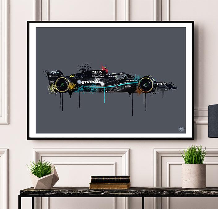 Lewis Hamilton 2023 Mercedes F1 Print - Fueled.art