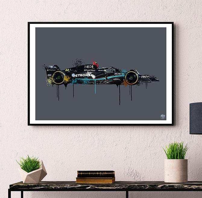 Lewis Hamilton 2023 Mercedes F1 Print - Fueled.art