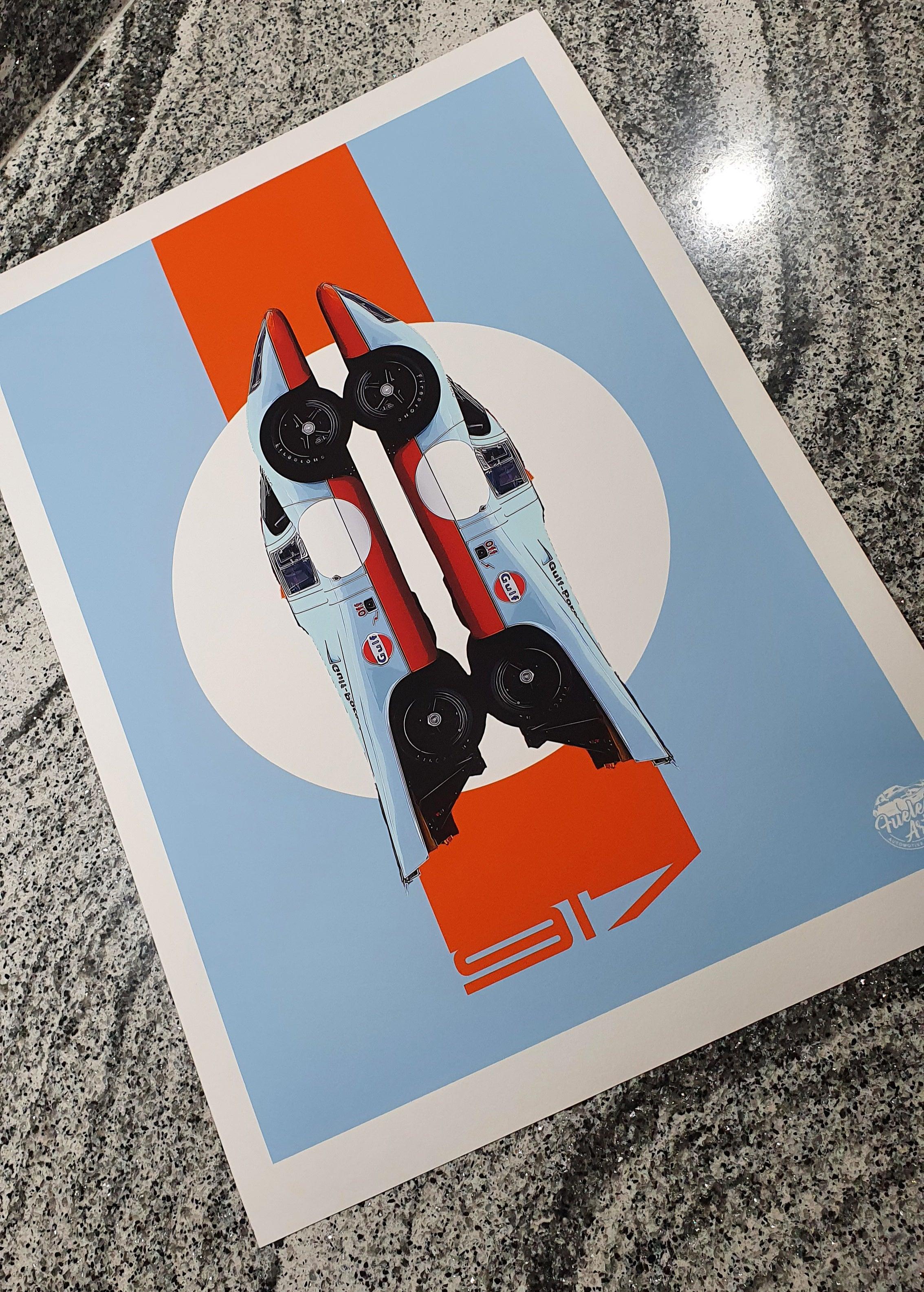 Porsche 917 Gulf Racing Print - Fueled.art