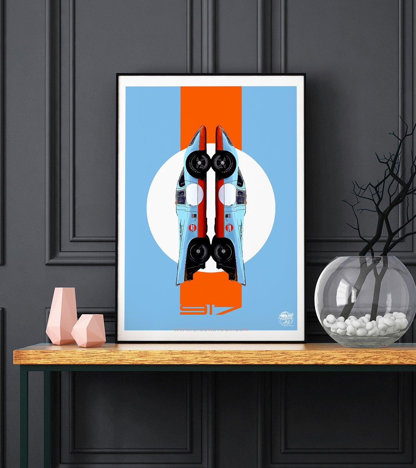 Porsche 917 Gulf Racing Print - Fueled.art