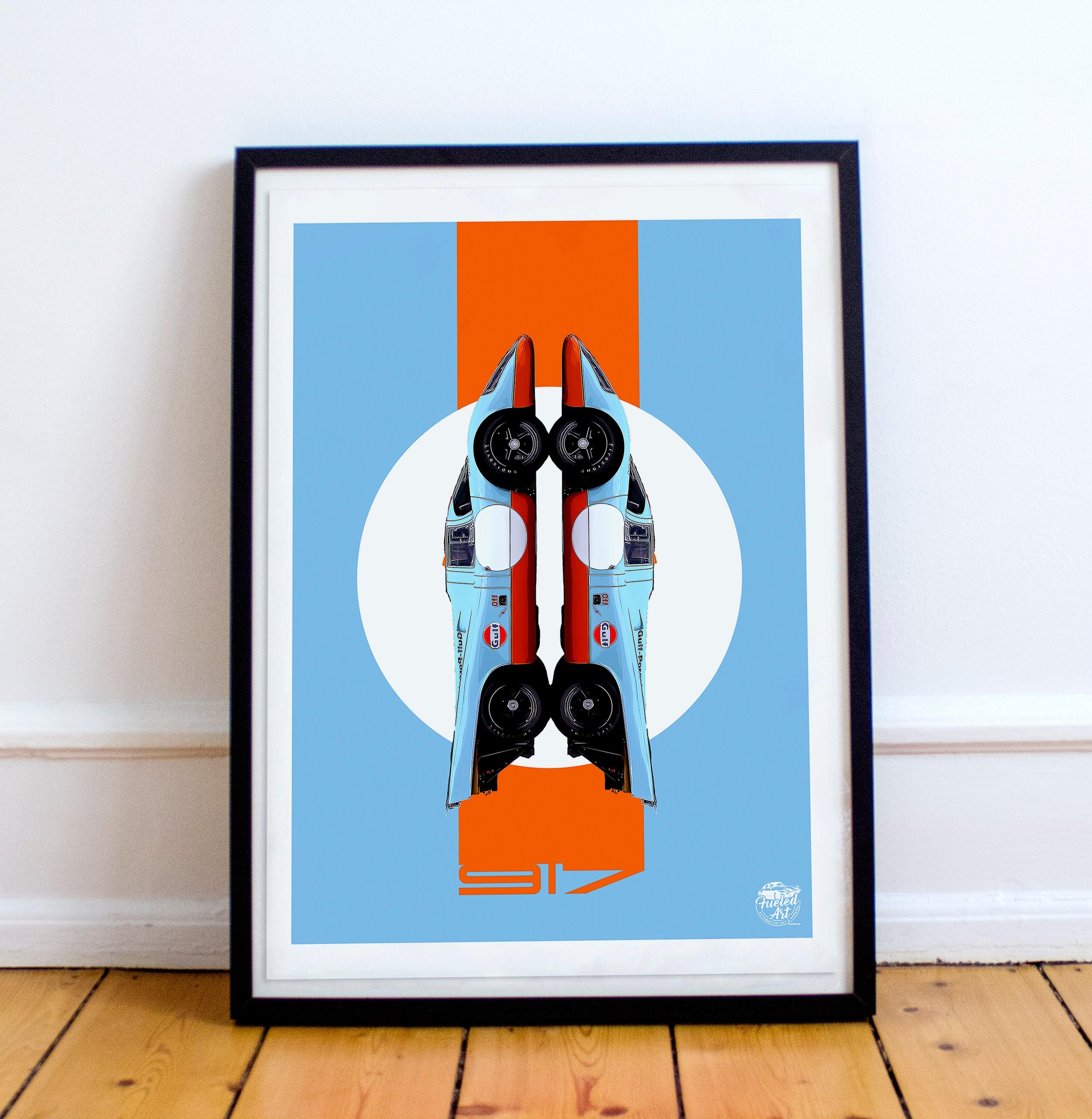 Porsche 917 Gulf Racing Print - Fueled.art