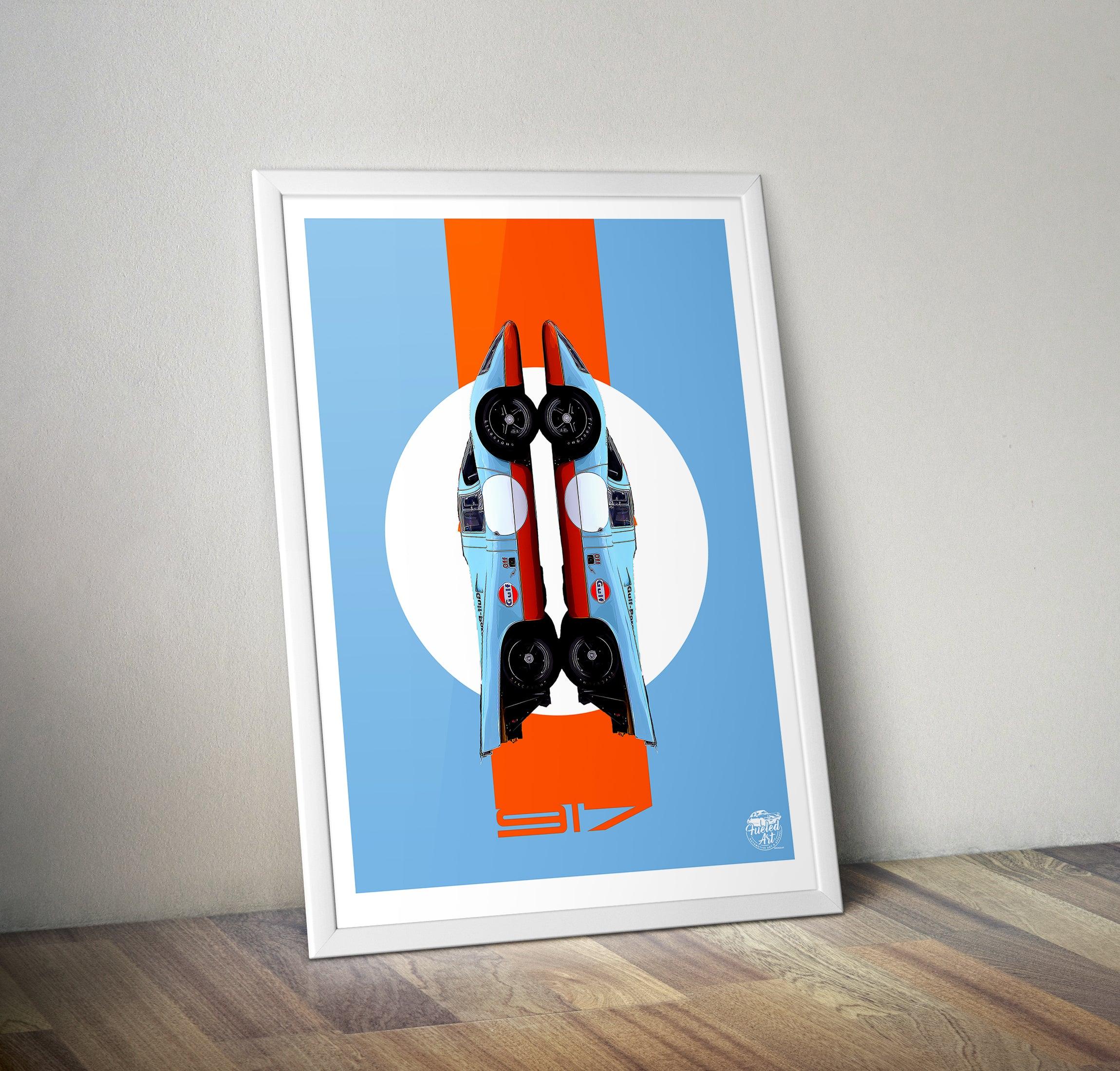 Porsche 917 Gulf Racing Print - Fueled.art