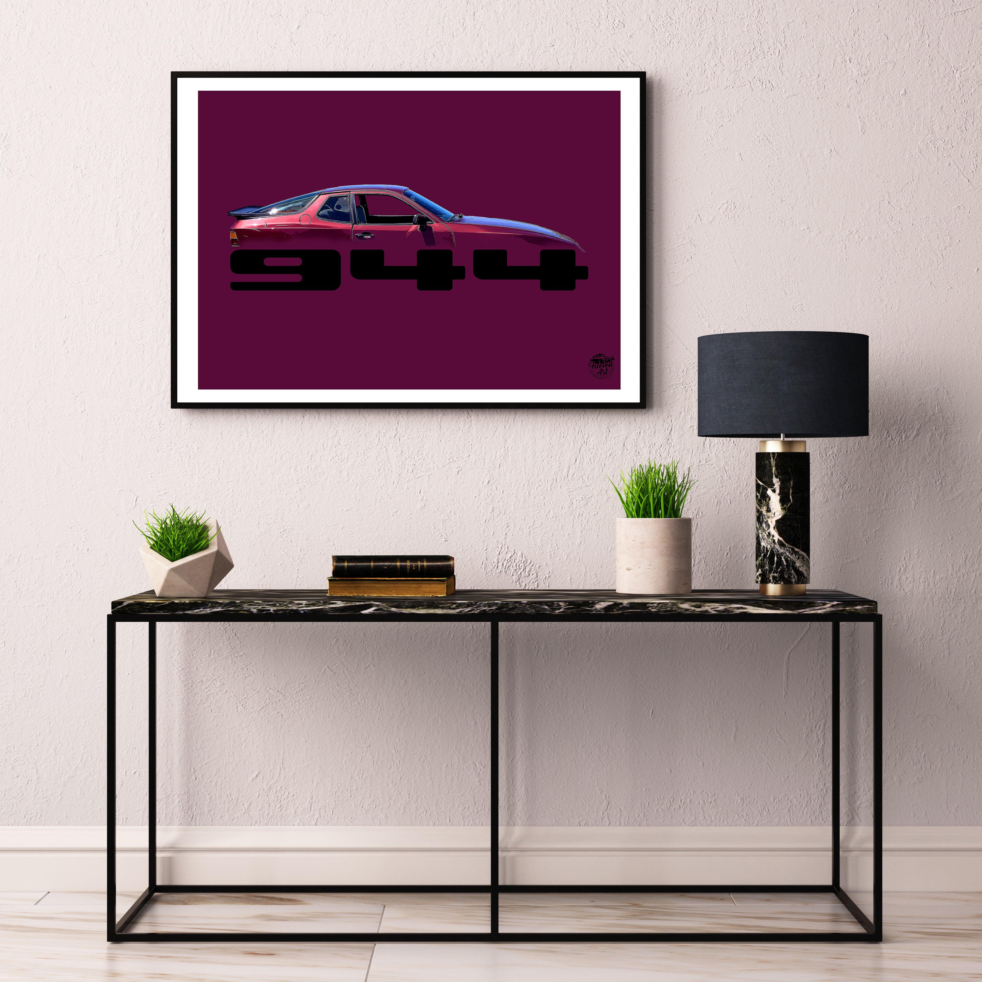 Porsche 944 Print - Maroon - Fueled.art