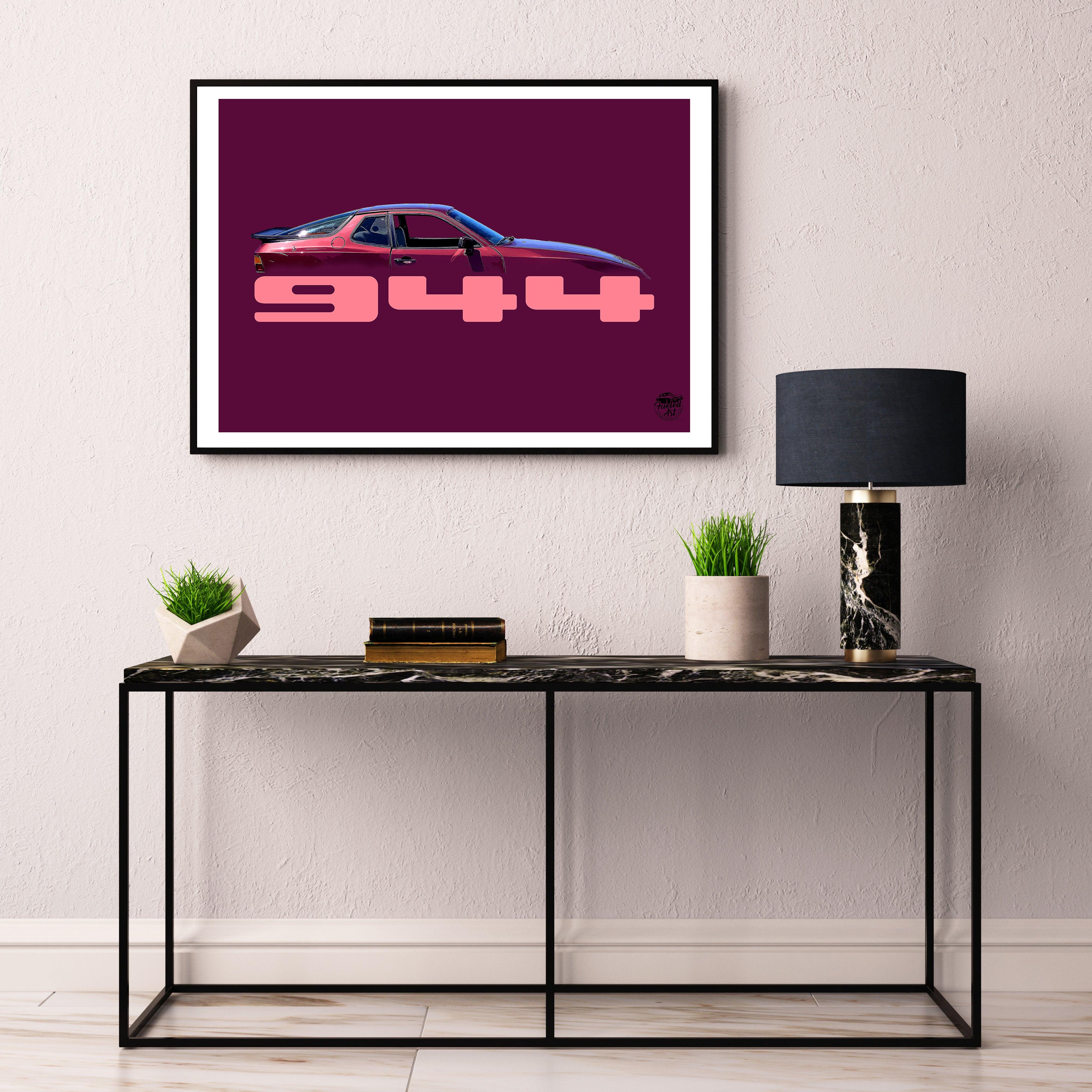 Porsche 944 Print - Maroon - Fueled.art