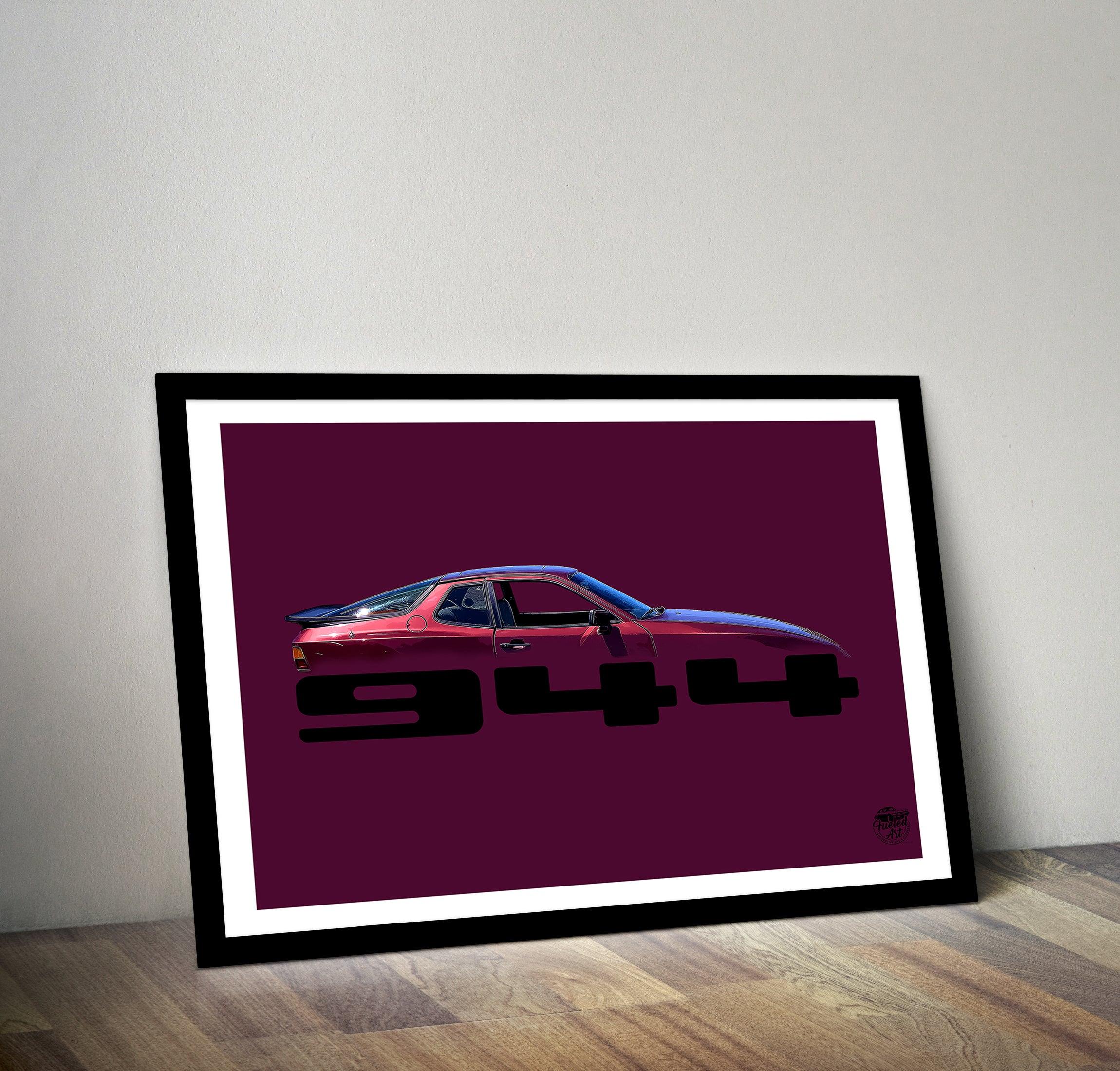 Porsche 944 Print - Maroon - Fueled.art