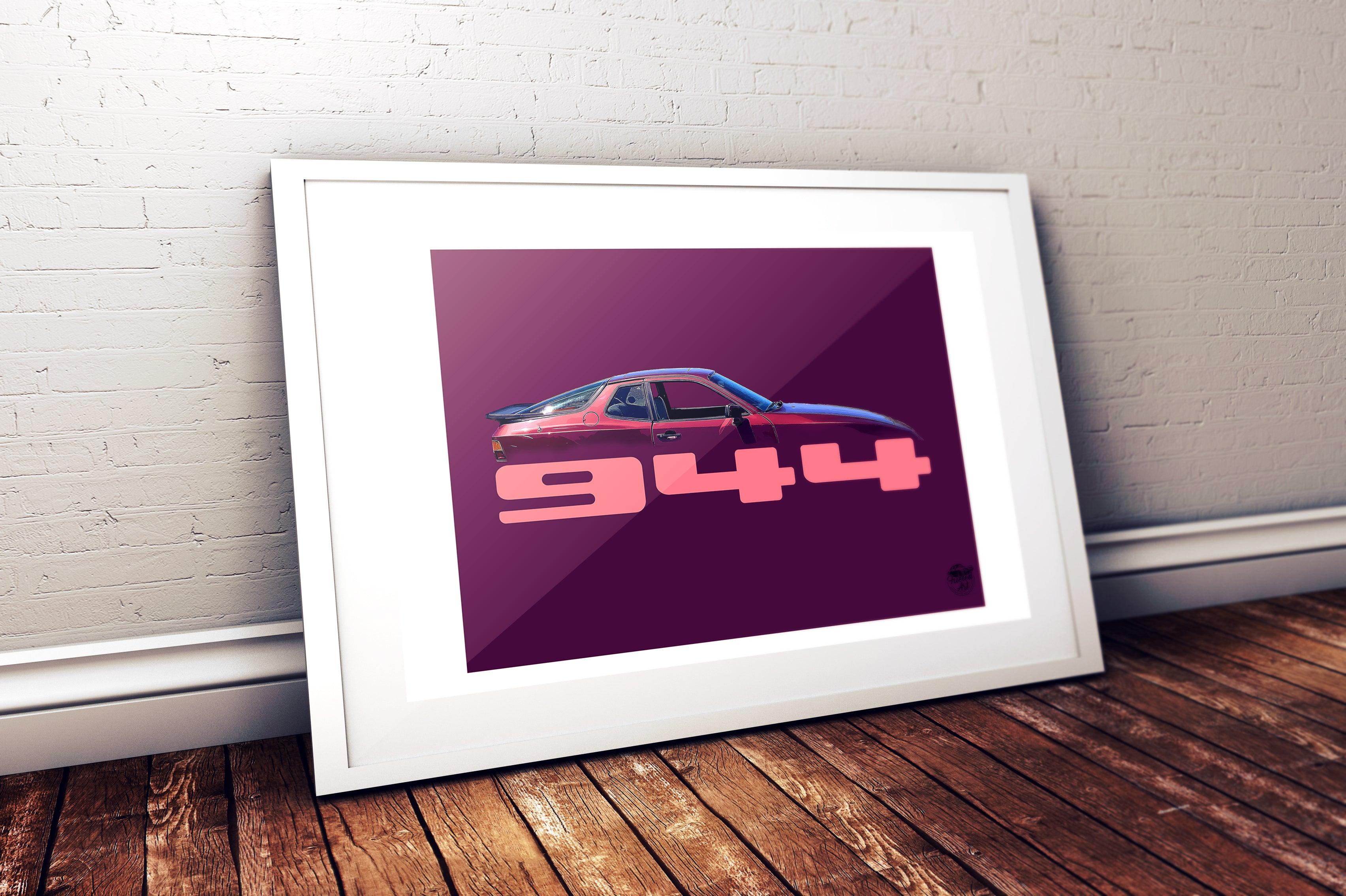 Porsche 944 Print - Maroon - Fueled.art