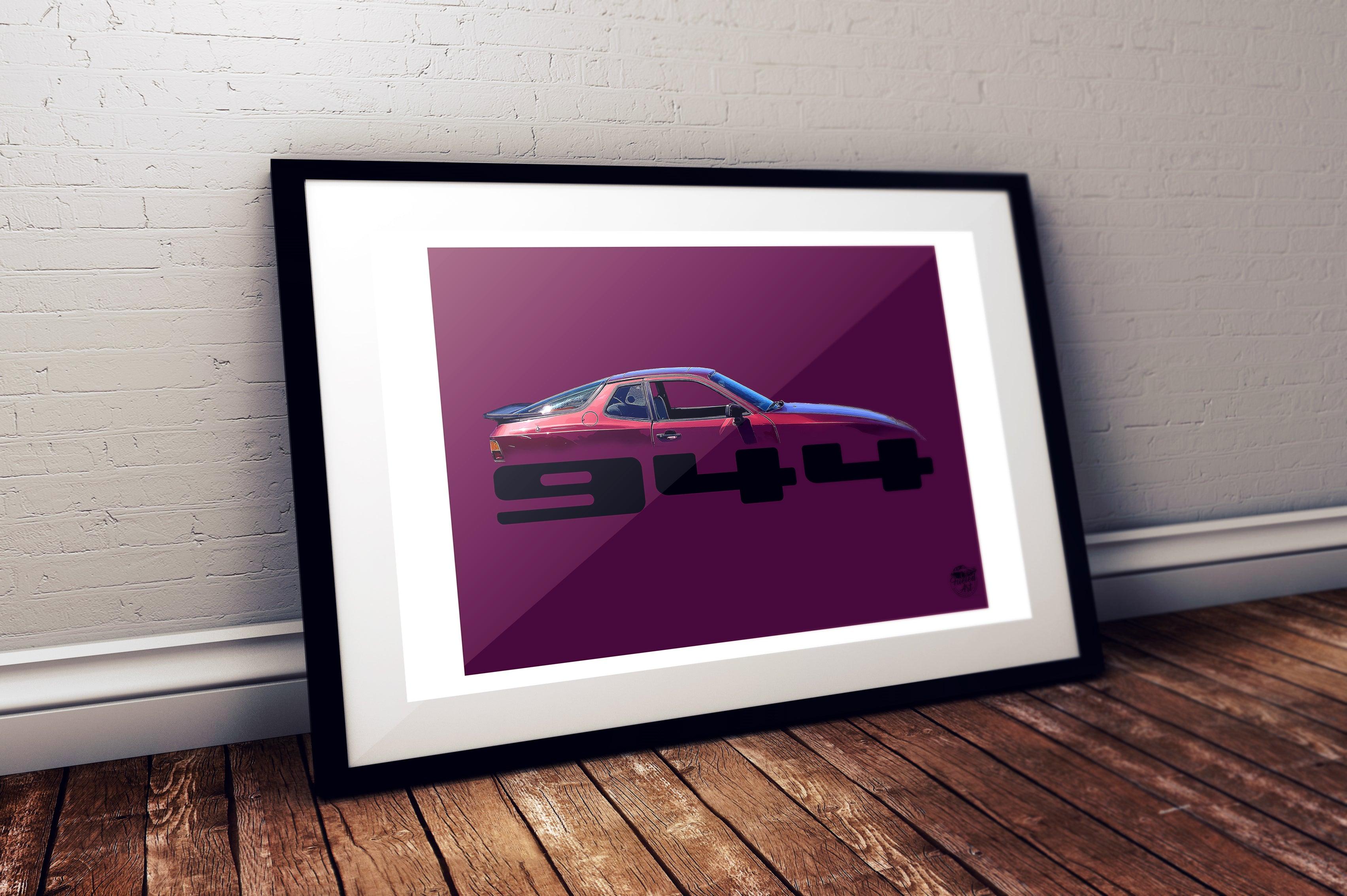 Porsche 944 Print - Maroon - Fueled.art