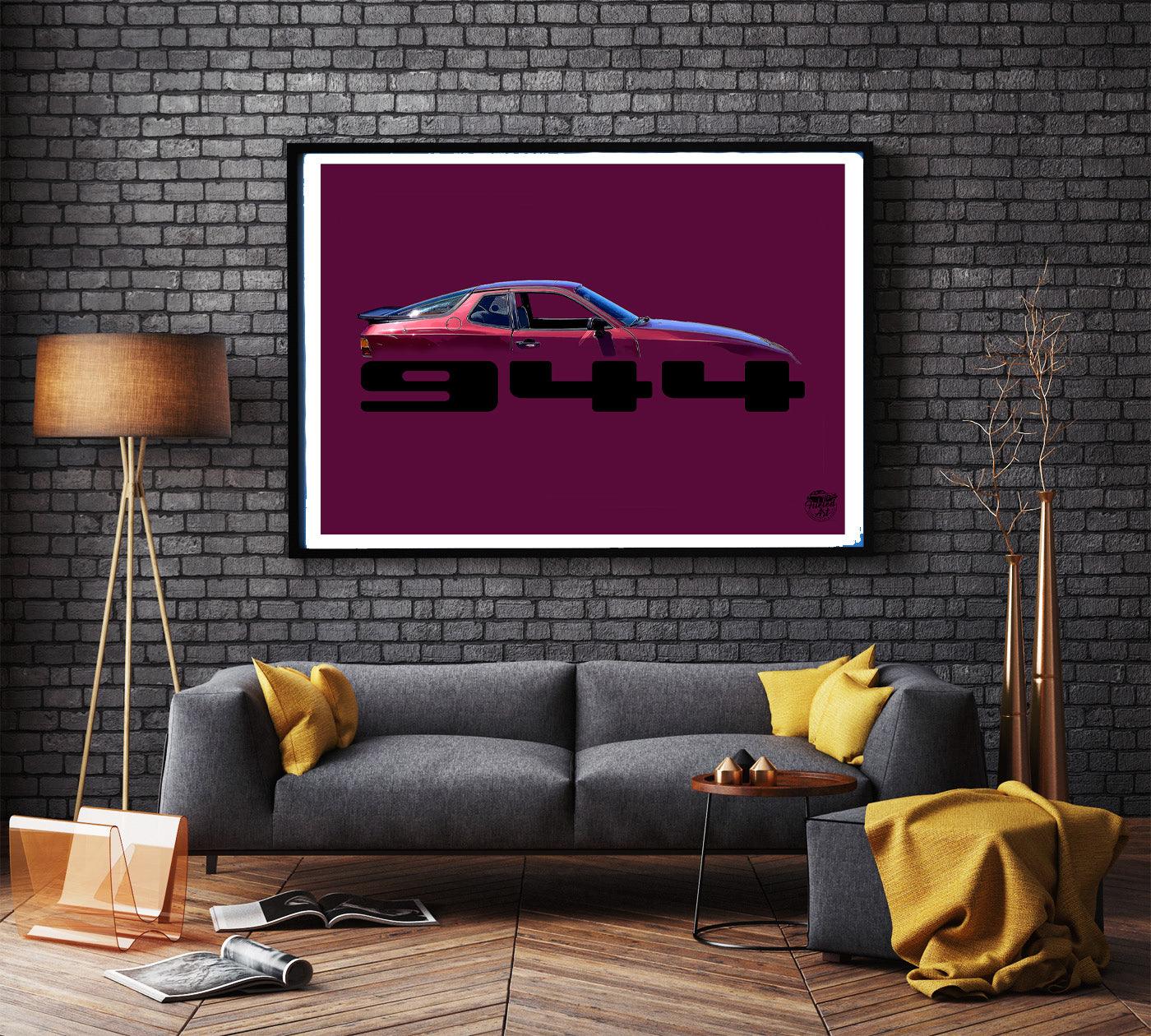 Porsche 944 Print - Maroon - Fueled.art