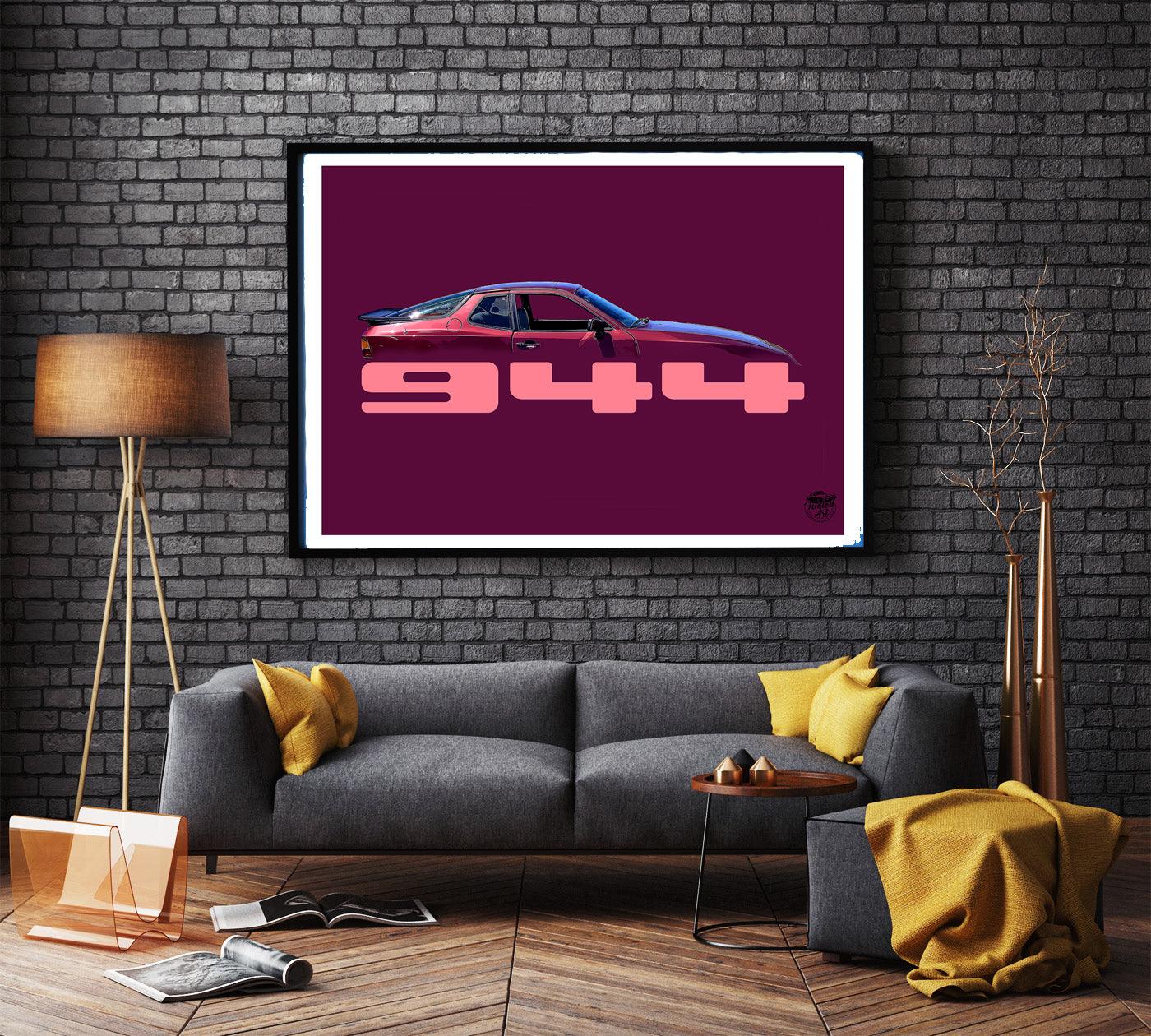 Porsche 944 Print - Maroon - Fueled.art