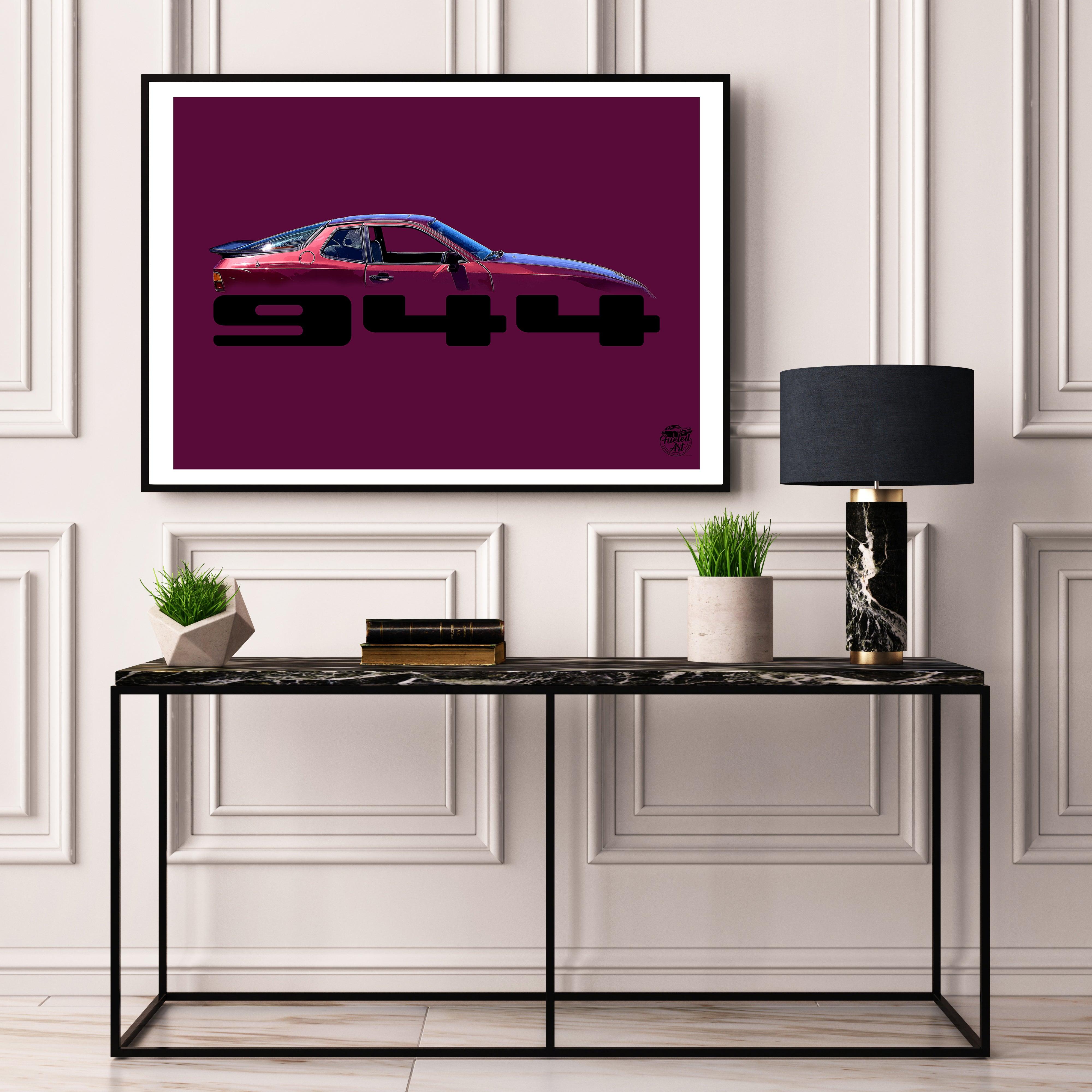 Porsche 944 Print - Maroon - Fueled.art