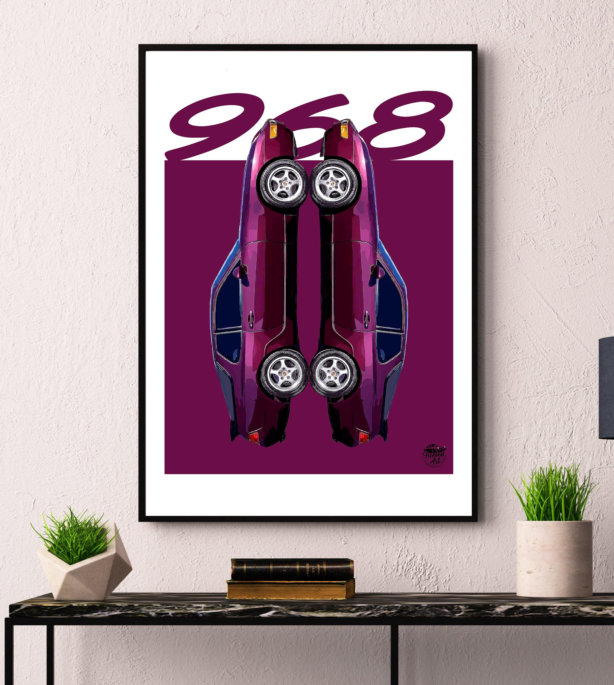 Porsche 968 Print - Amethyst Purple - Fueled.art