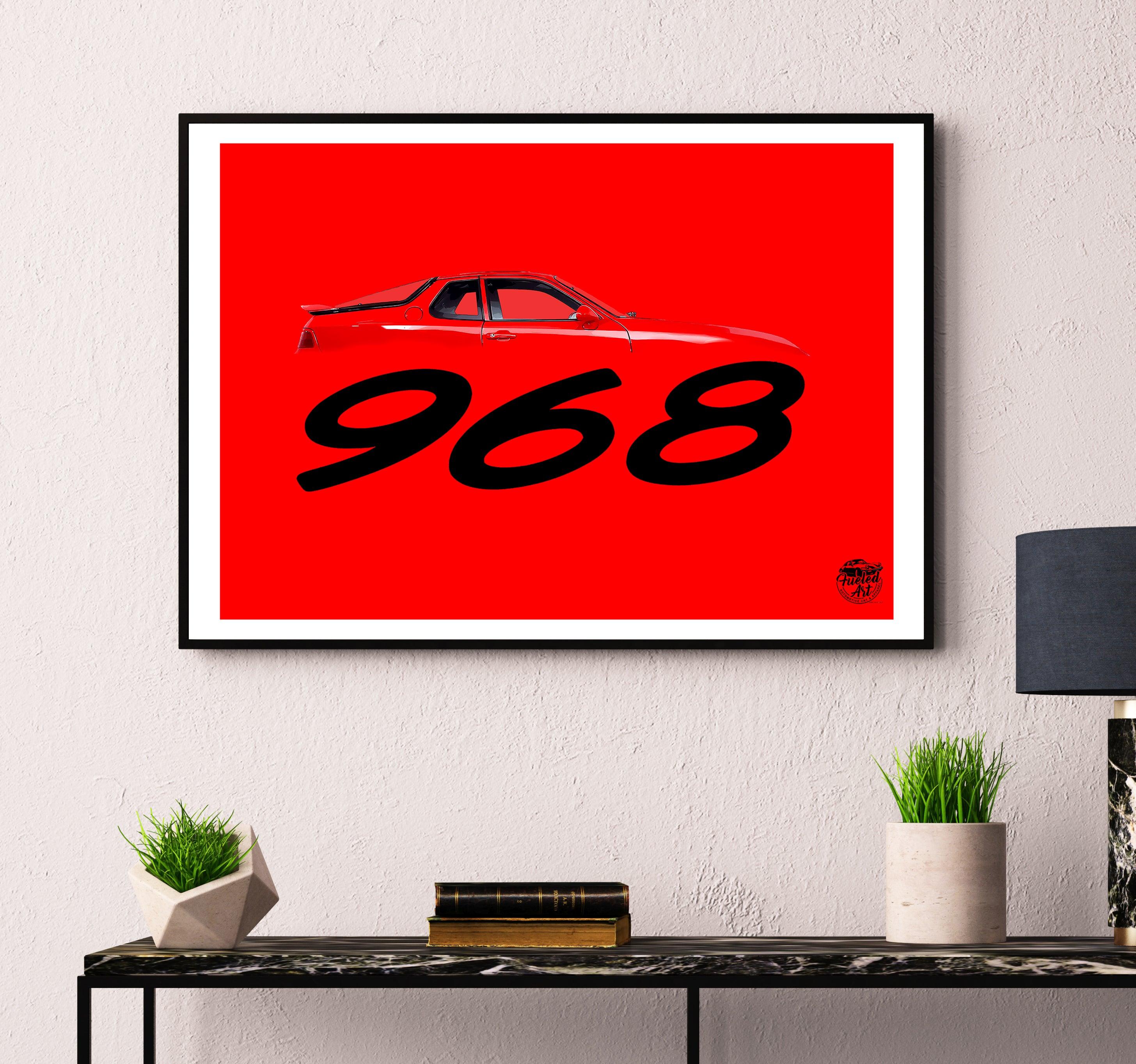 Porsche 968 Print - Guards Red - Fueled.art