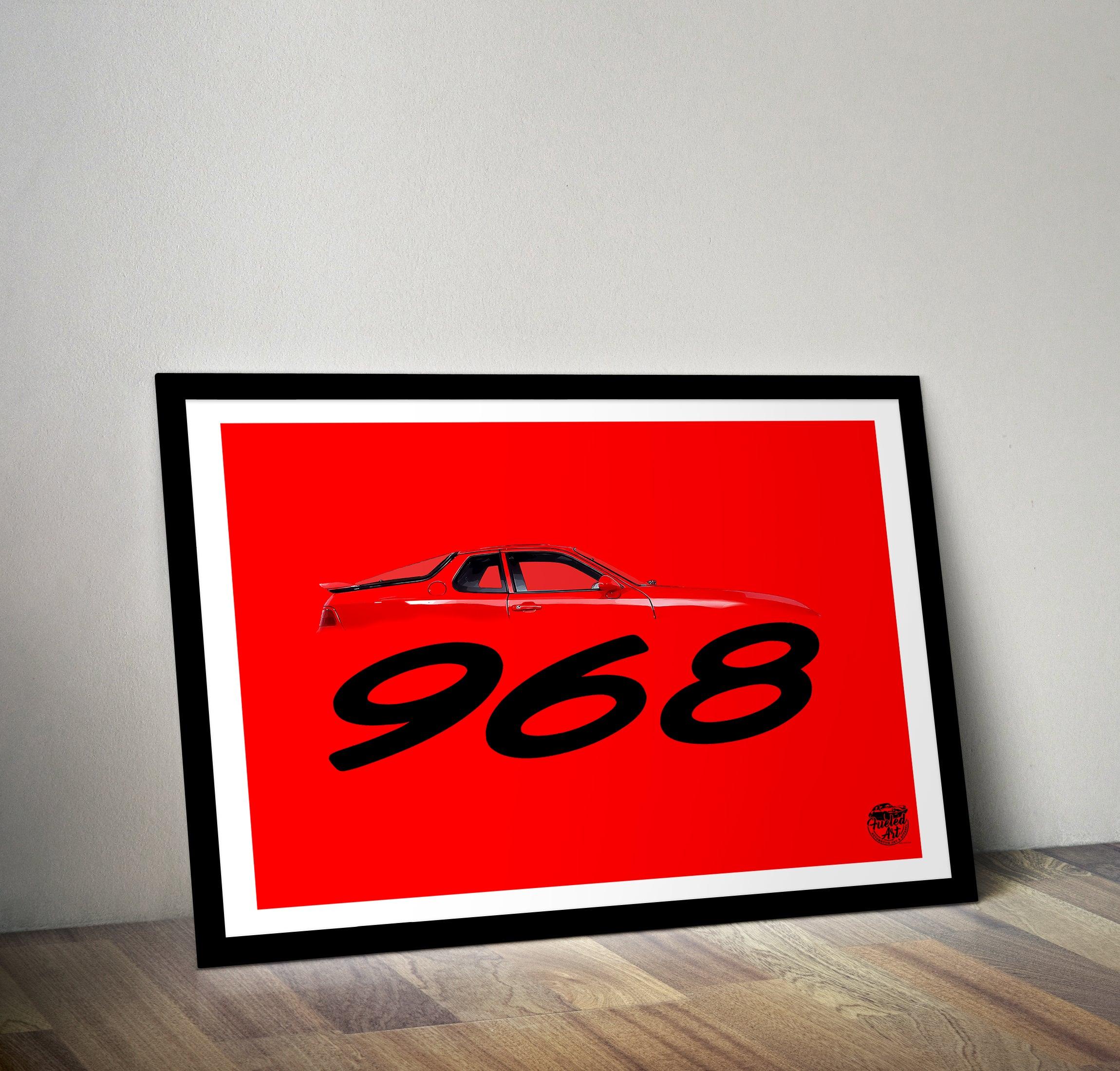 Porsche 968 Print - Guards Red - Fueled.art