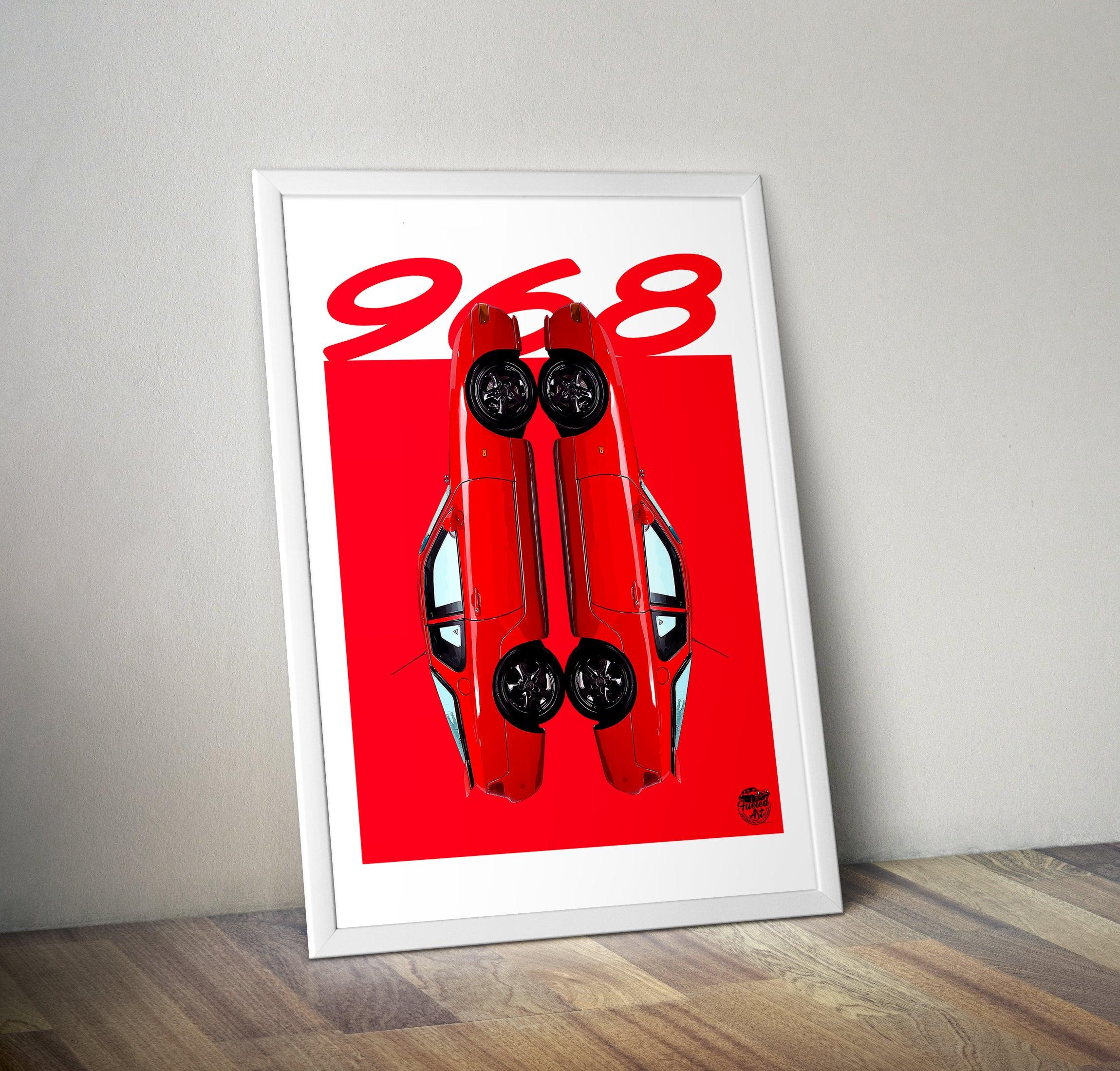 Porsche 968 Print - Guards Red - Fueled.art