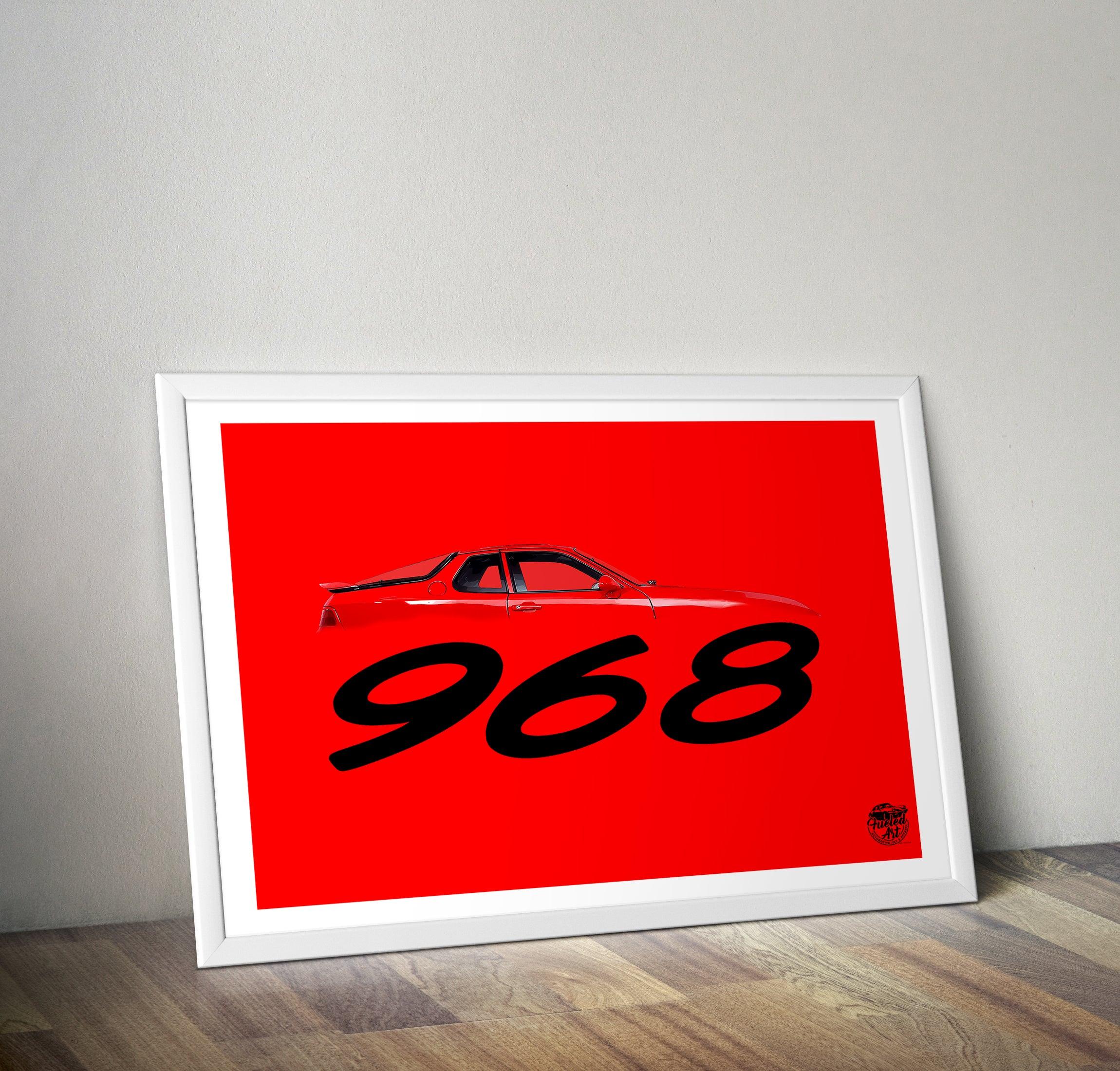 Porsche 968 Print - Guards Red - Fueled.art