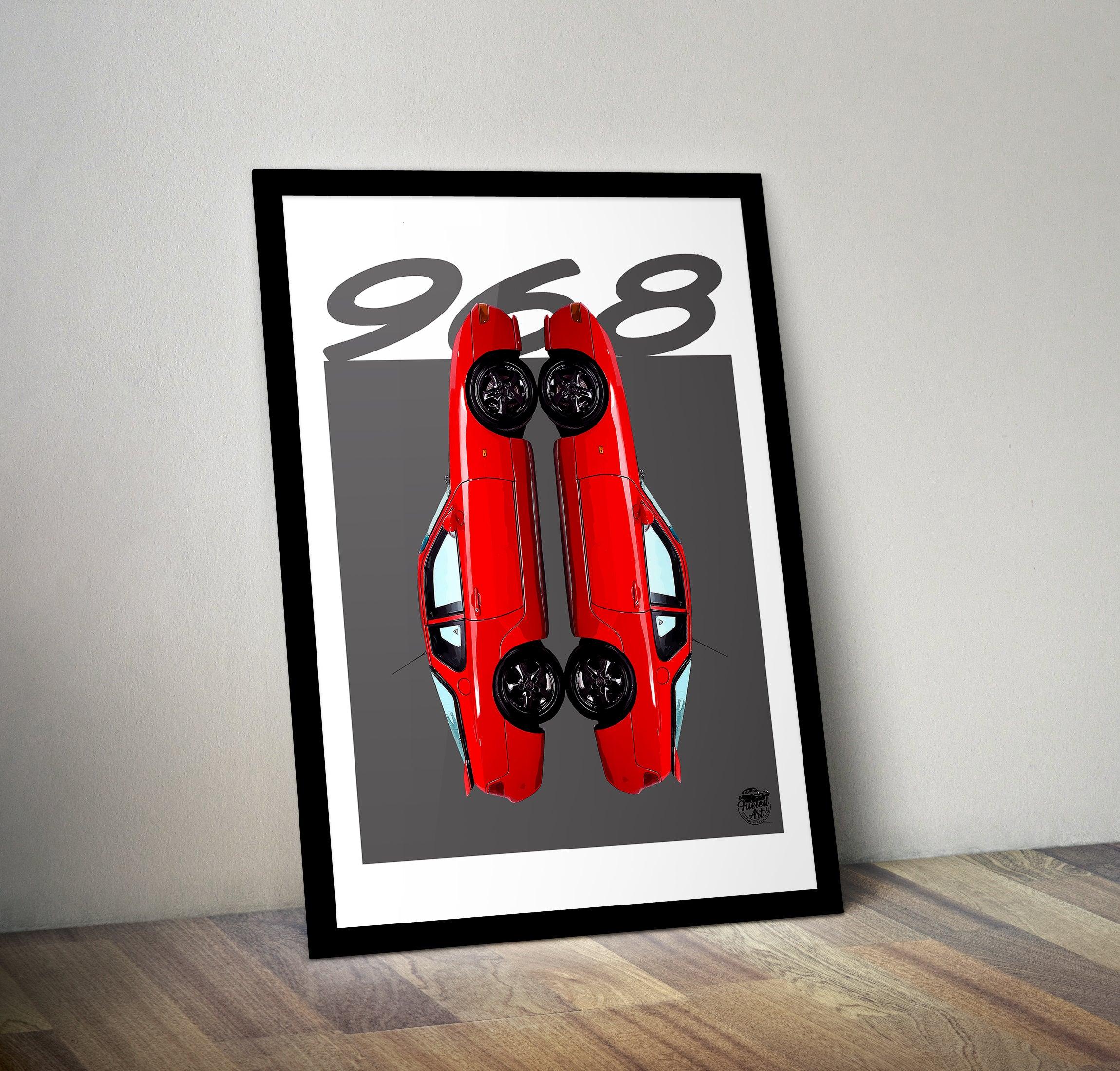 Porsche 968 Print - Guards Red - Fueled.art