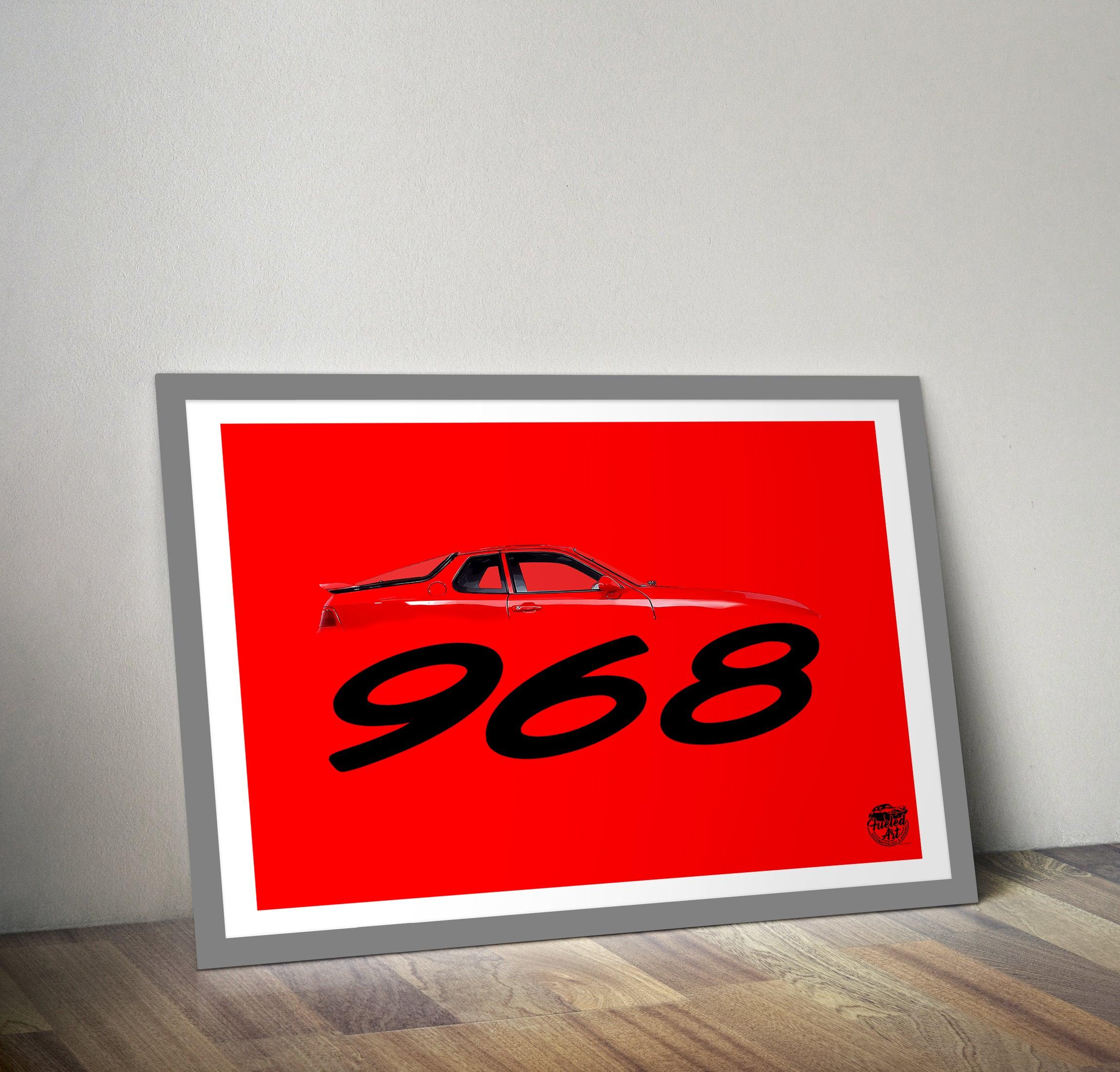 Porsche 968 Print - Guards Red - Fueled.art