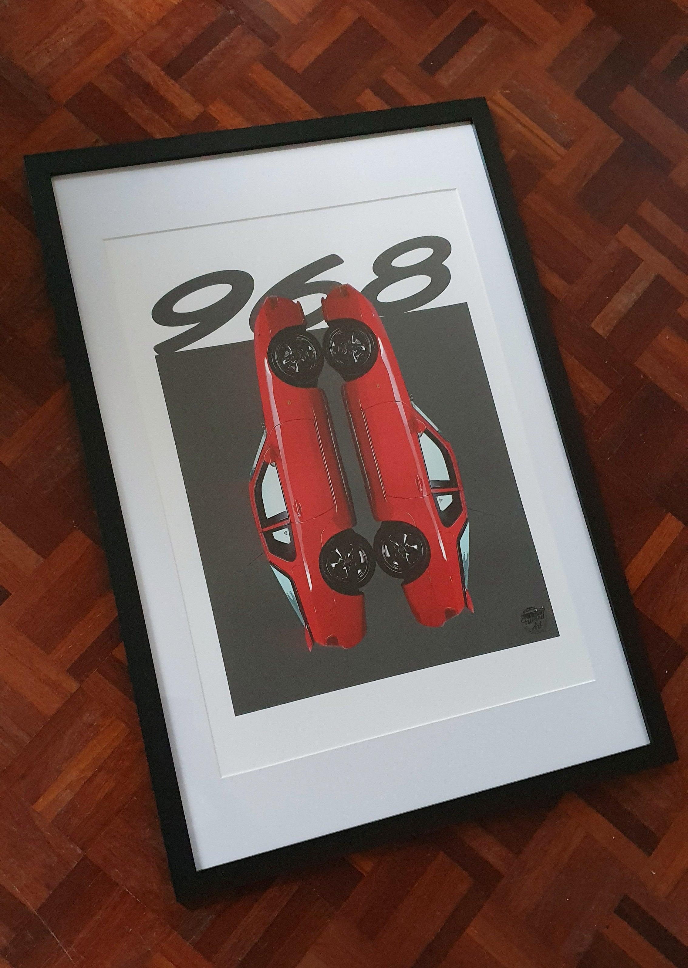 Porsche 968 Print - Guards Red - Fueled.art