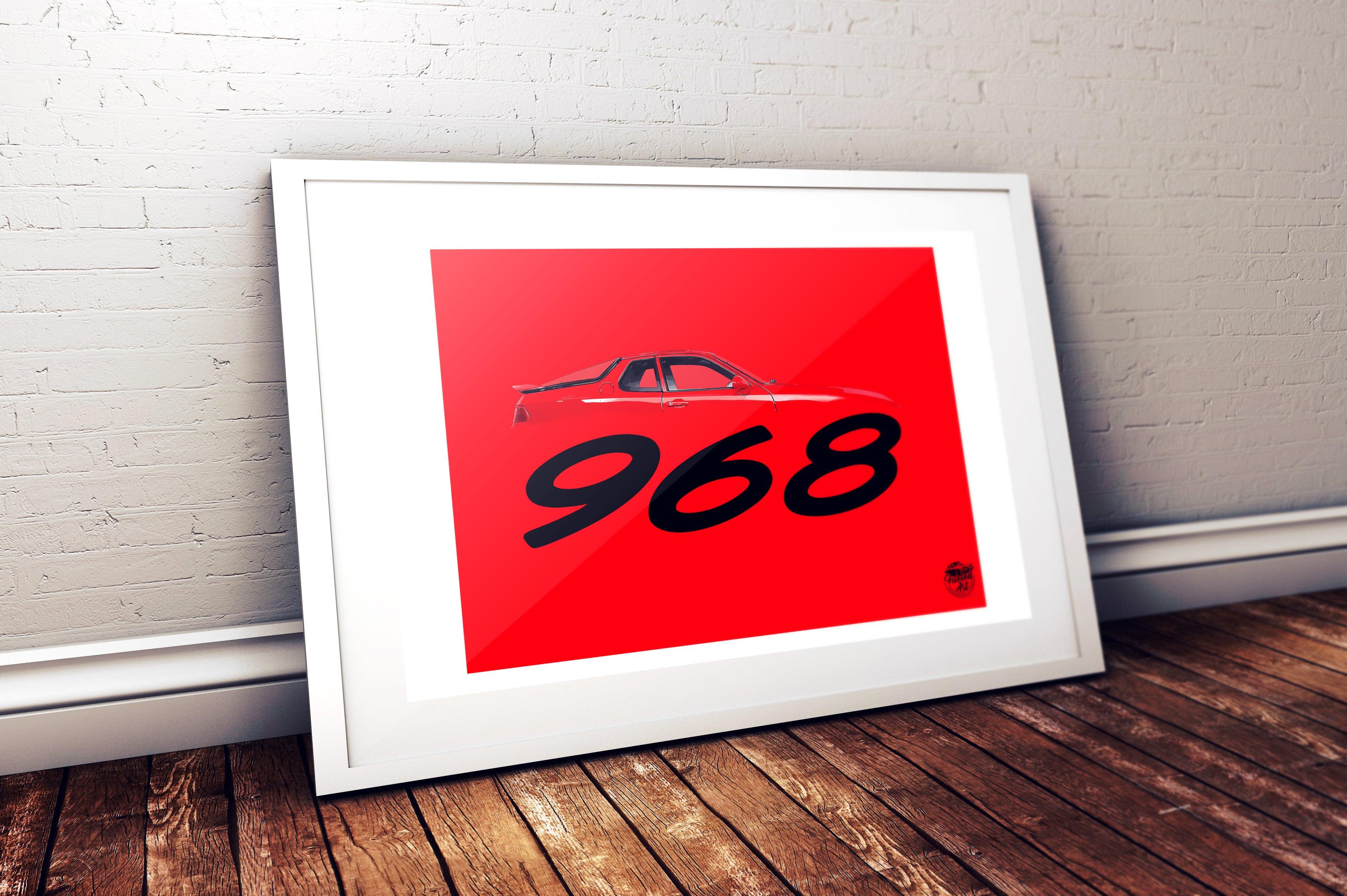 Porsche 968 Print - Guards Red - Fueled.art