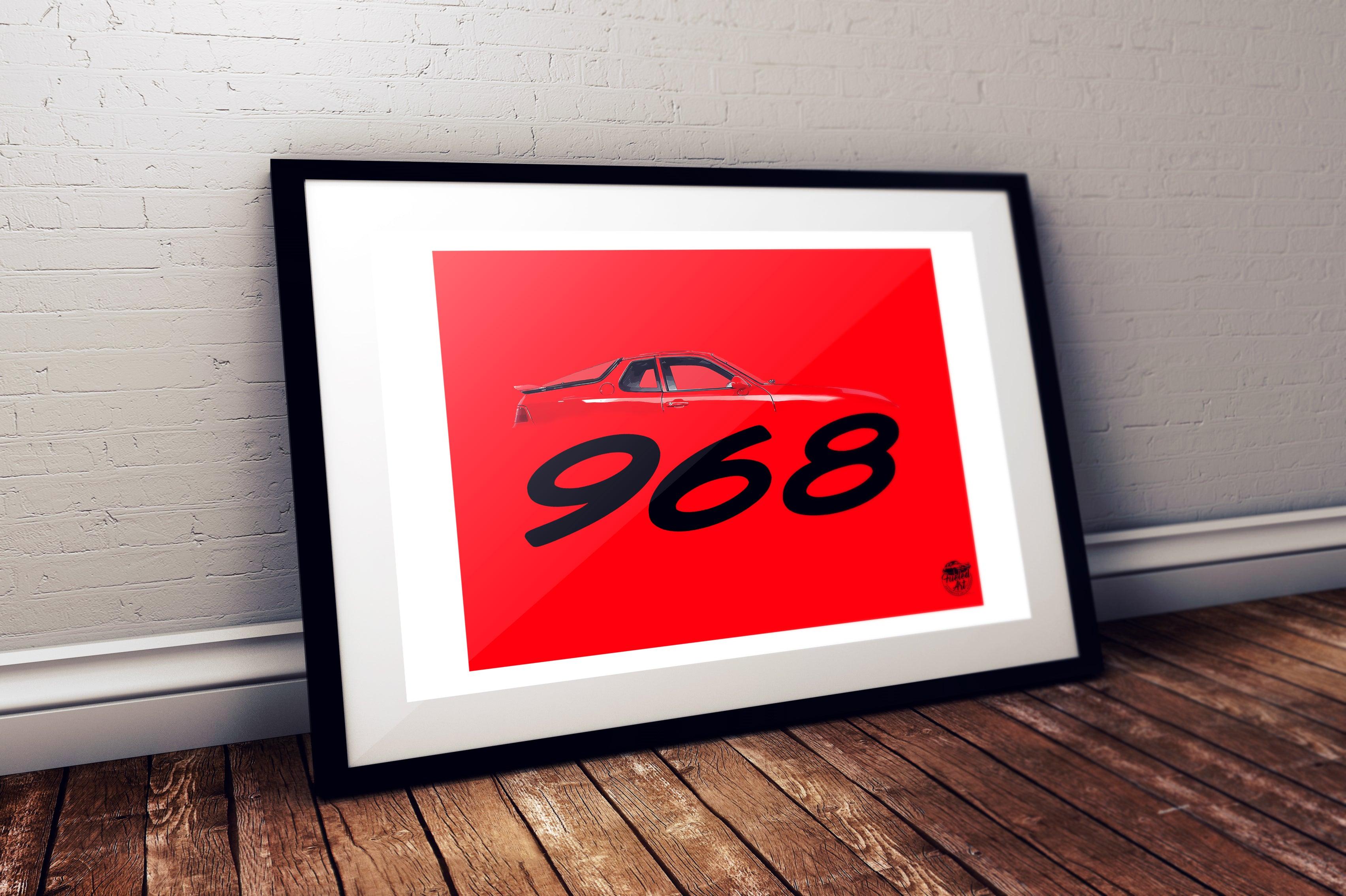 Porsche 968 Print - Guards Red - Fueled.art