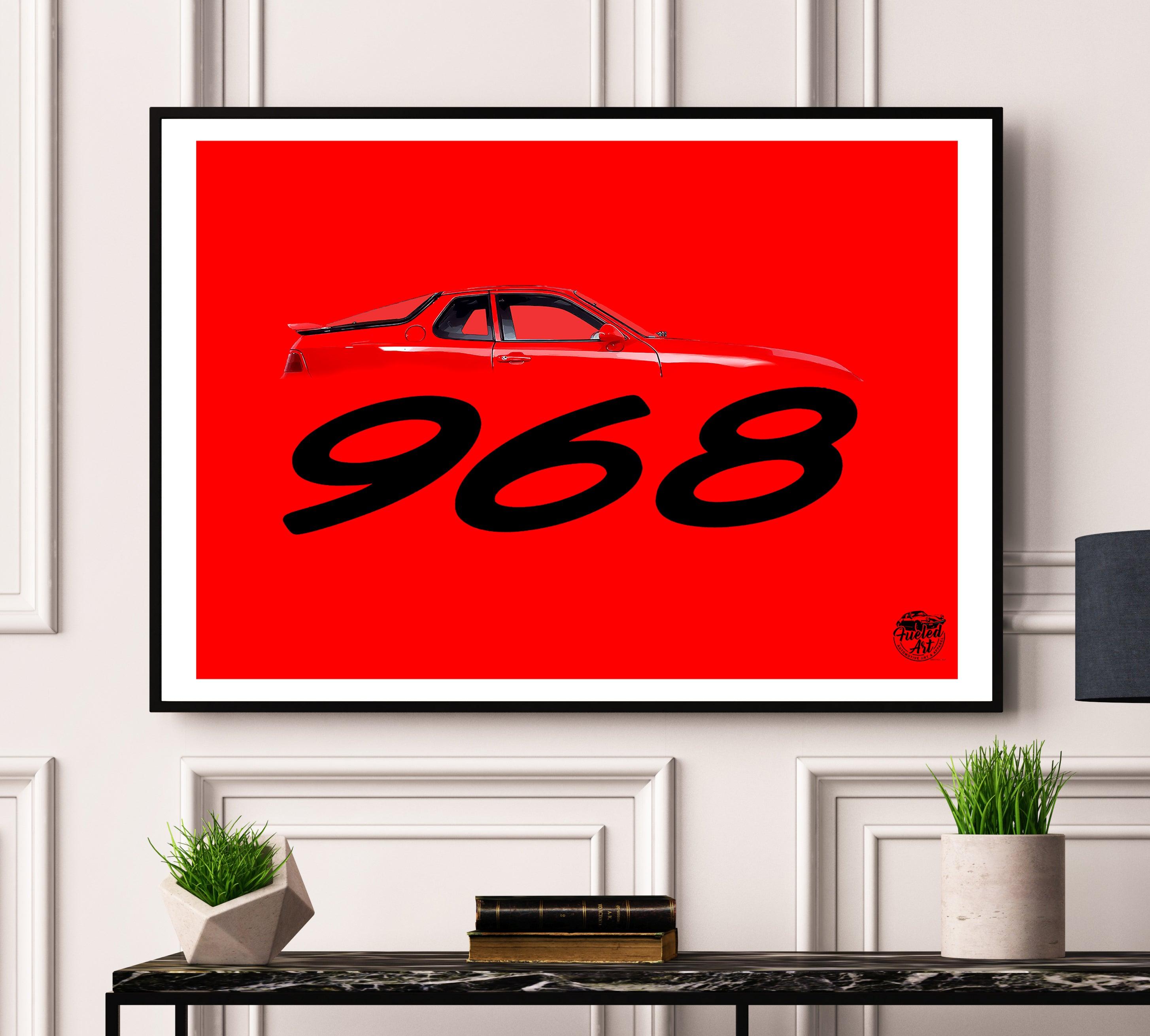 Porsche 968 Print - Guards Red - Fueled.art