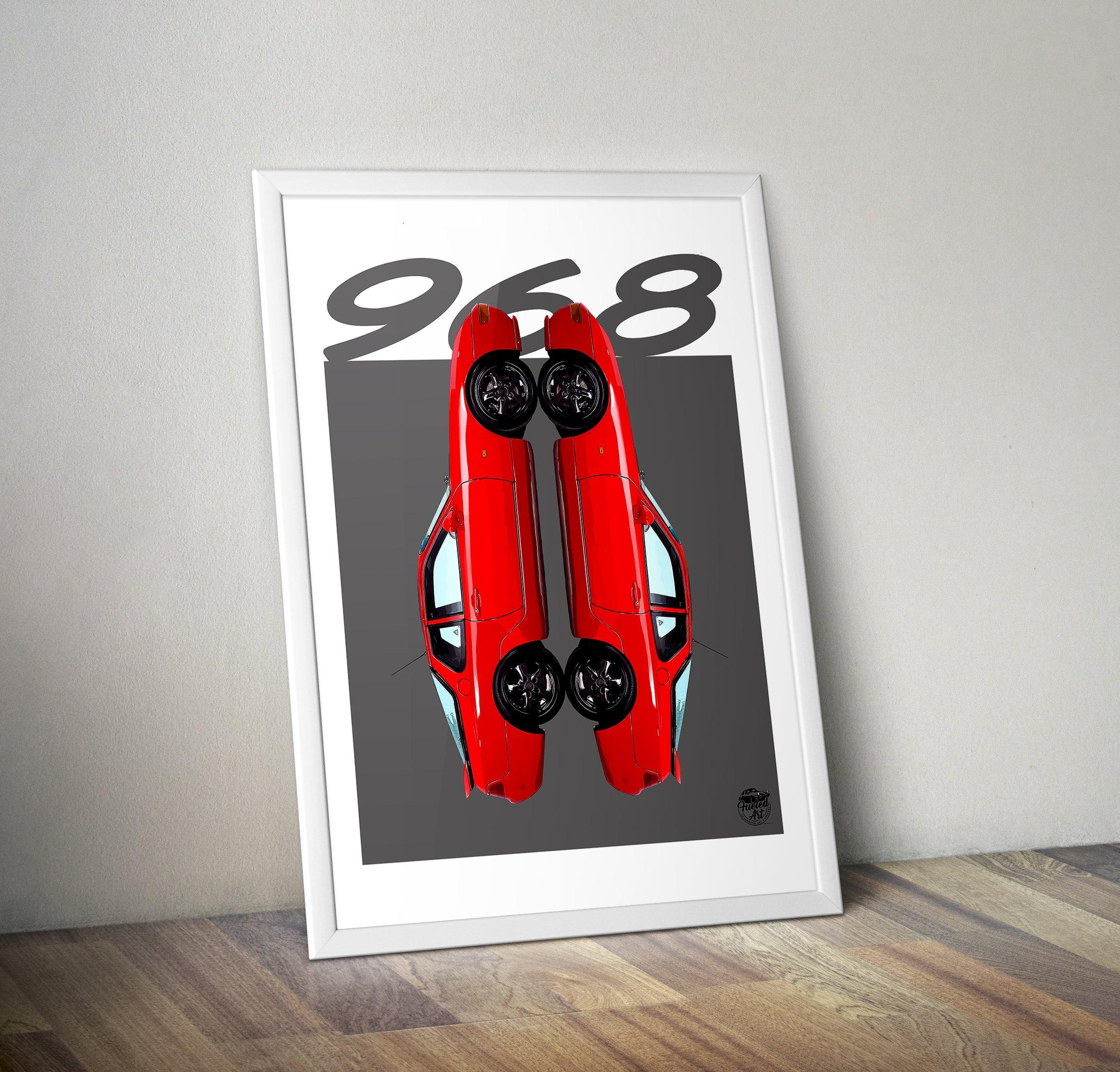 Porsche 968 Print - Guards Red - Fueled.art