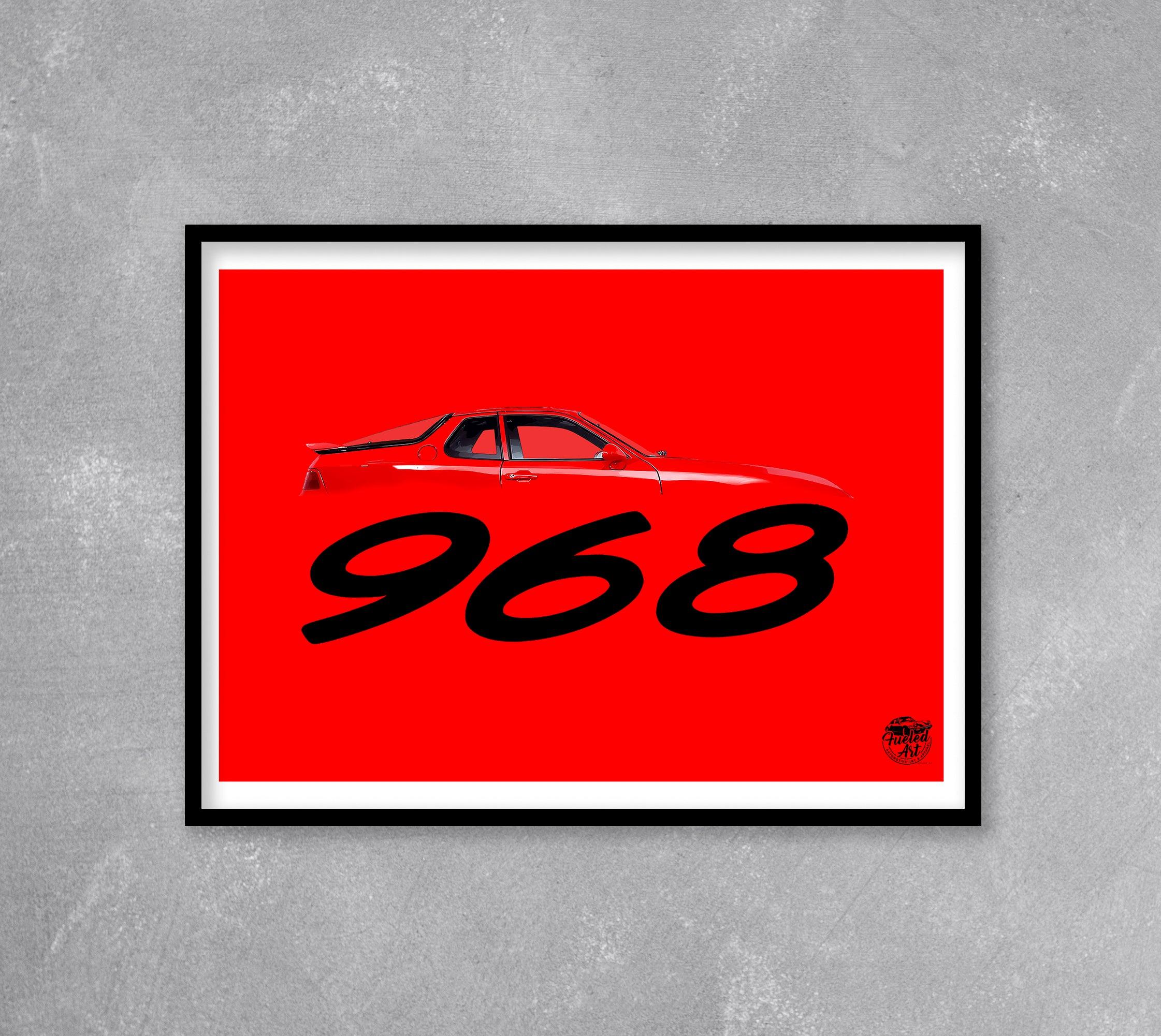 Porsche 968 Print - Guards Red - Fueled.art