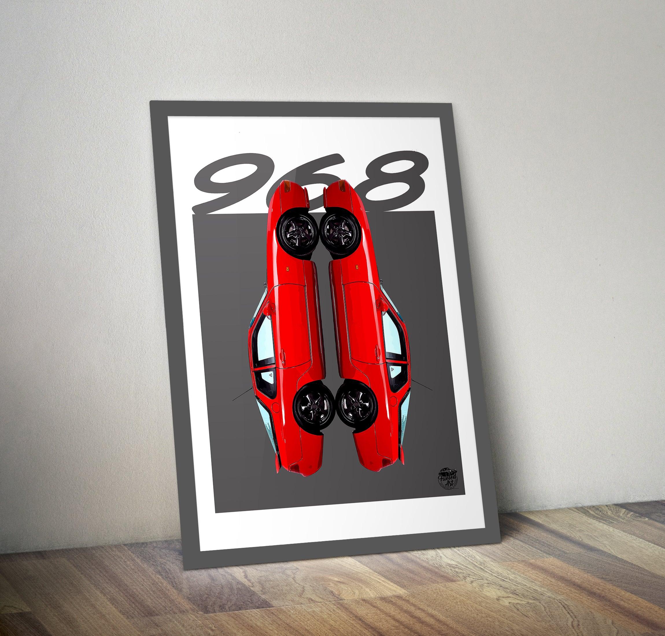 Porsche 968 Print - Guards Red - Fueled.art