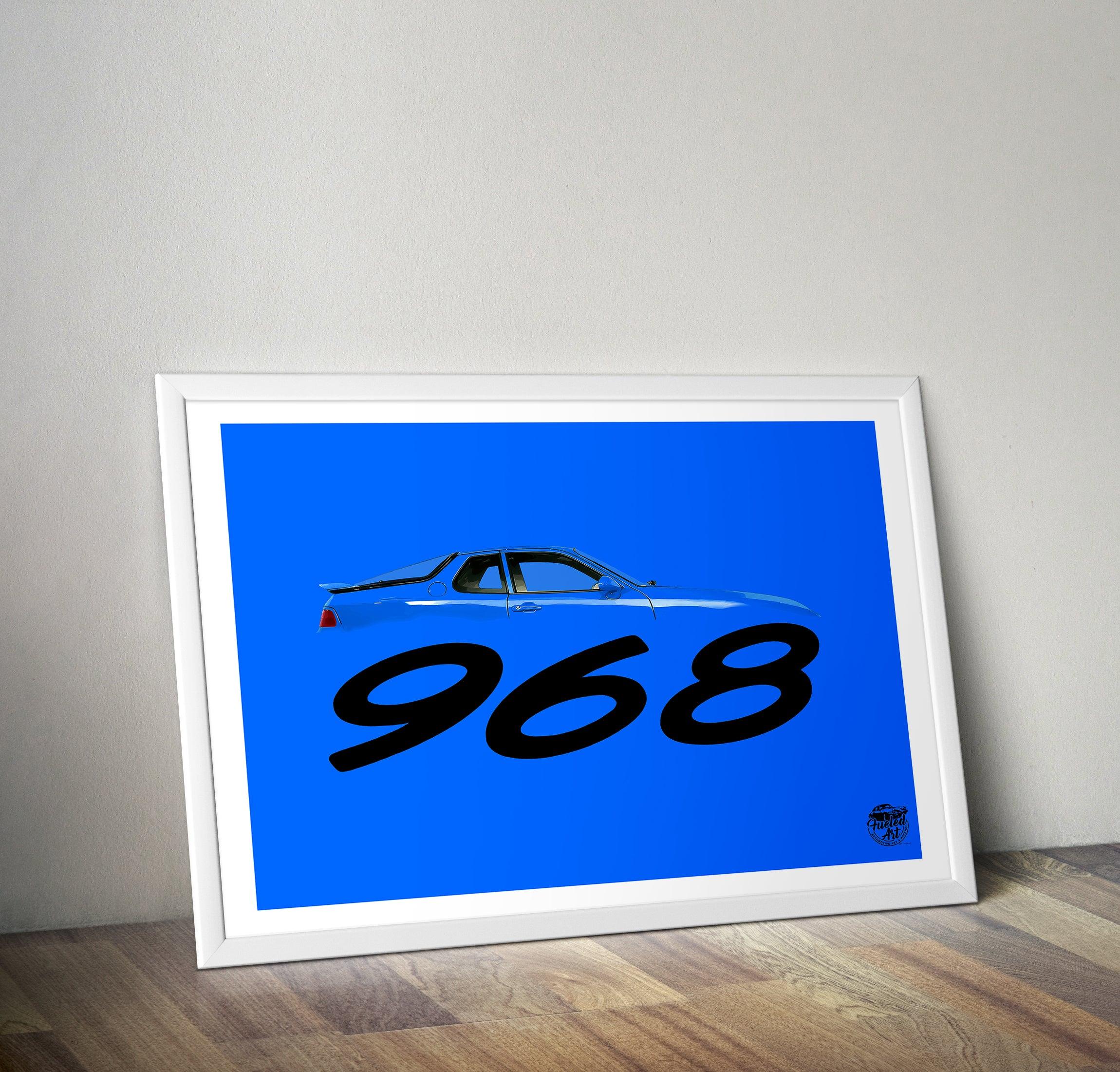 Porsche 968 Print - Maritime Blue - Fueled.art