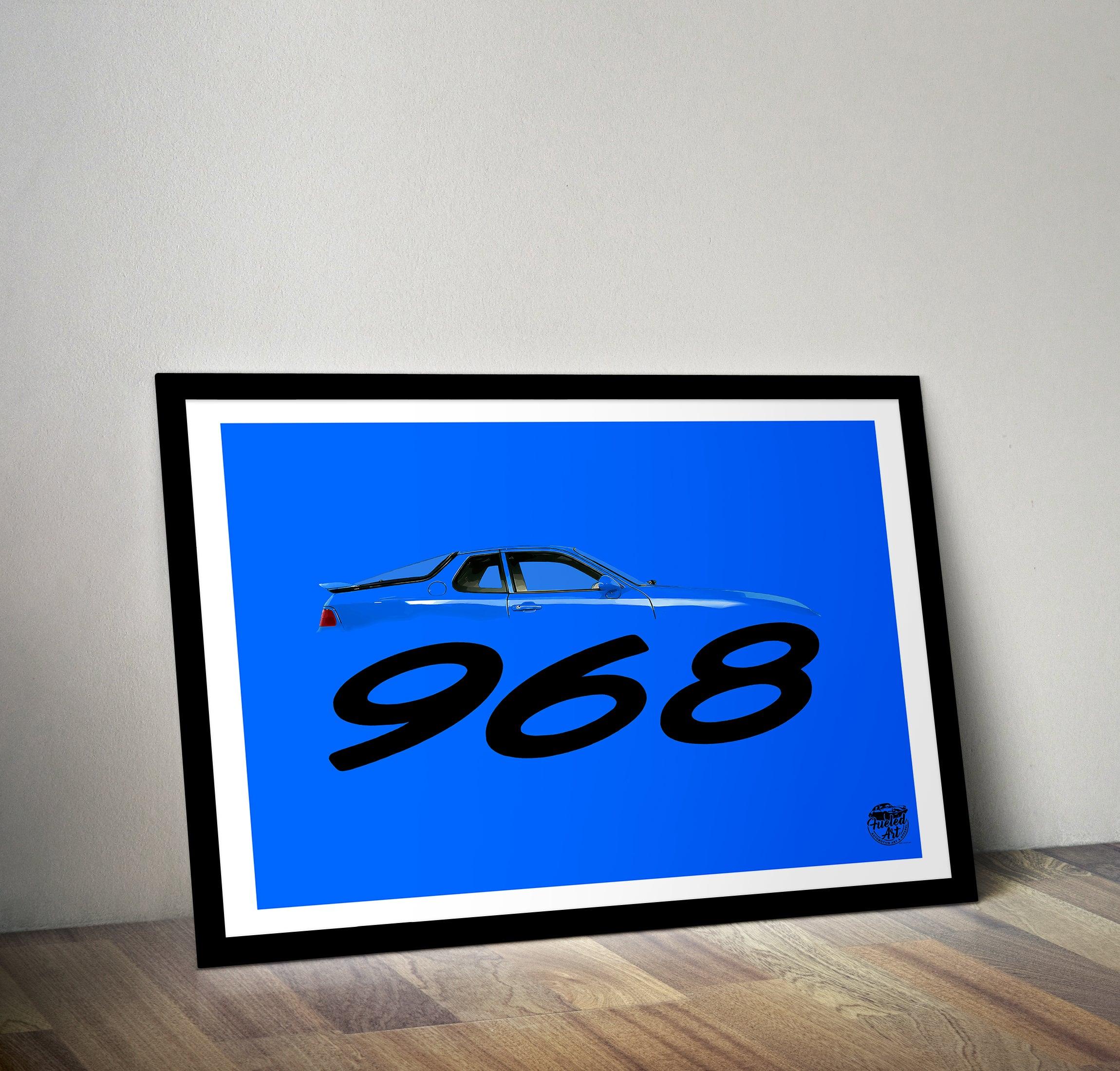 Porsche 968 Print - Maritime Blue - Fueled.art