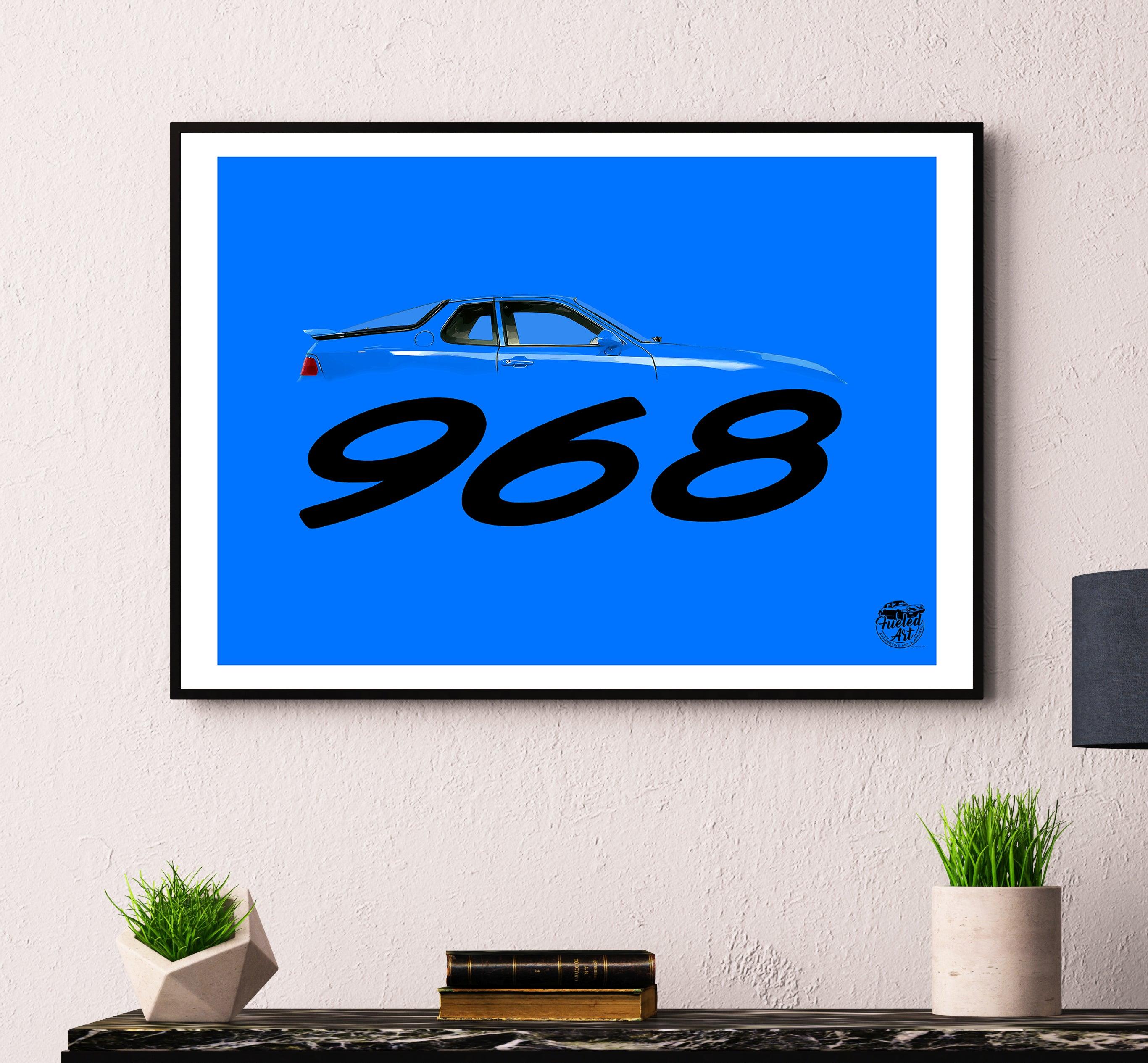 Porsche 968 Print - Maritime Blue - Fueled.art