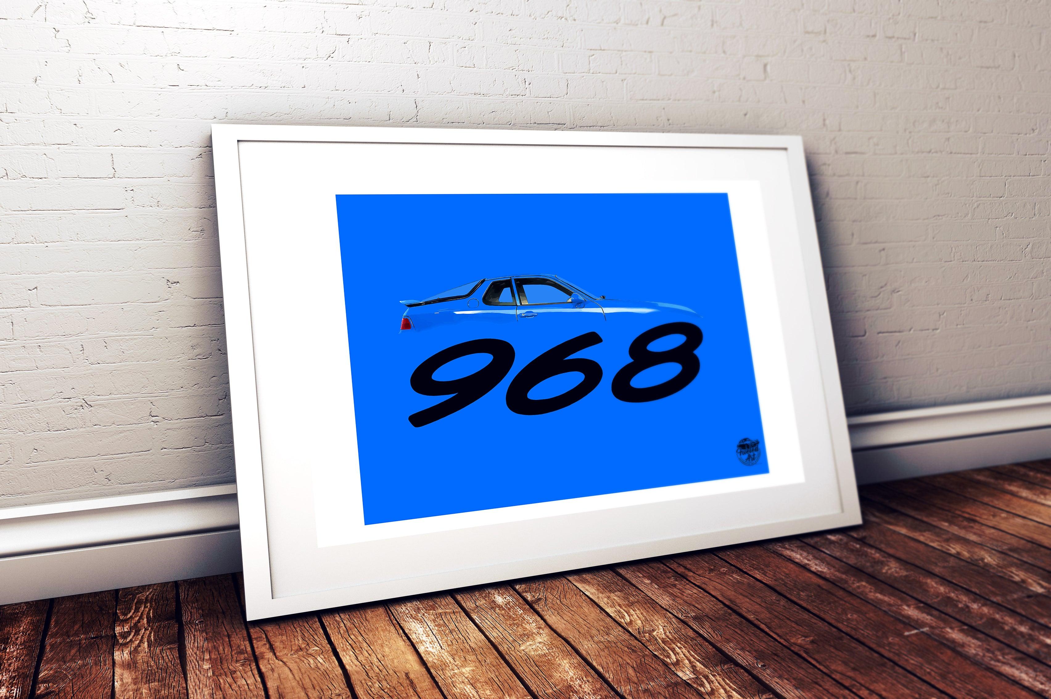 Porsche 968 Print - Maritime Blue - Fueled.art