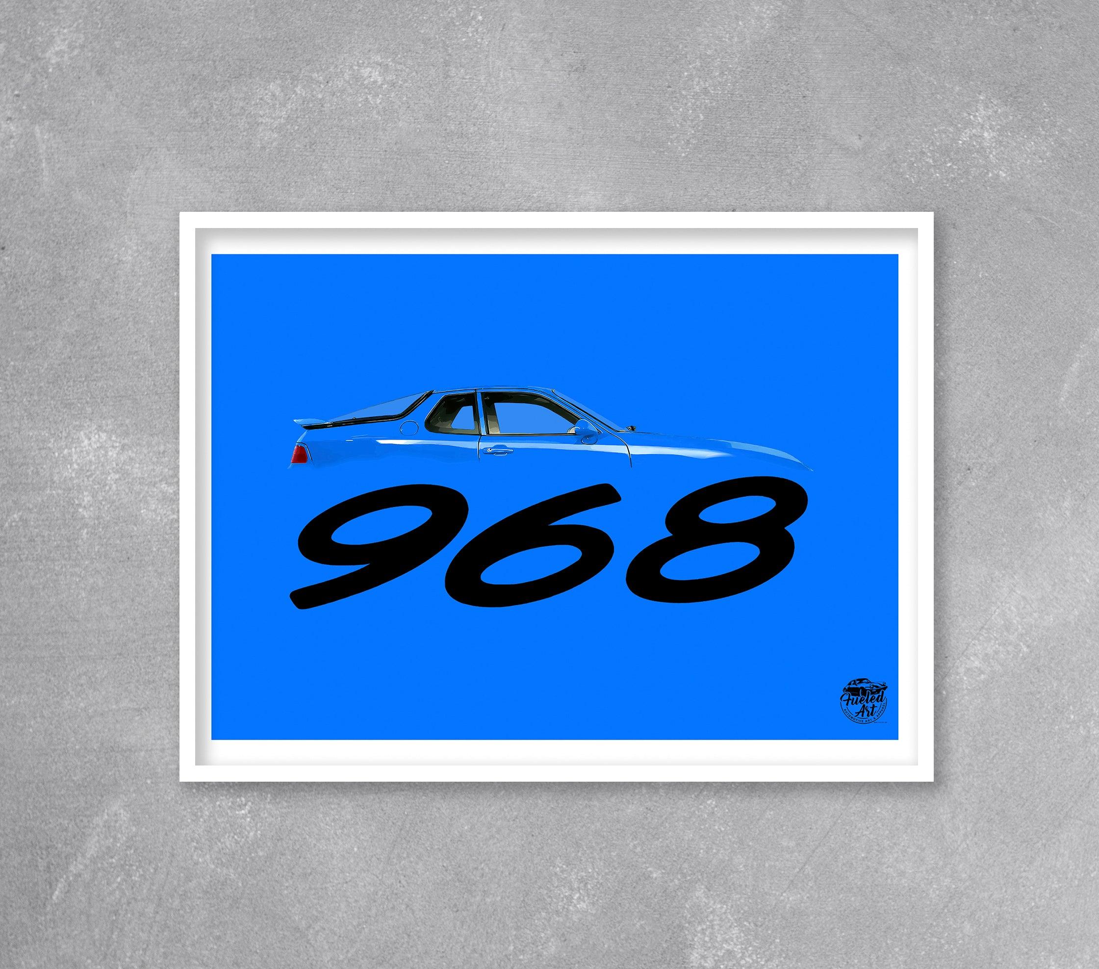 Porsche 968 Print - Maritime Blue - Fueled.art