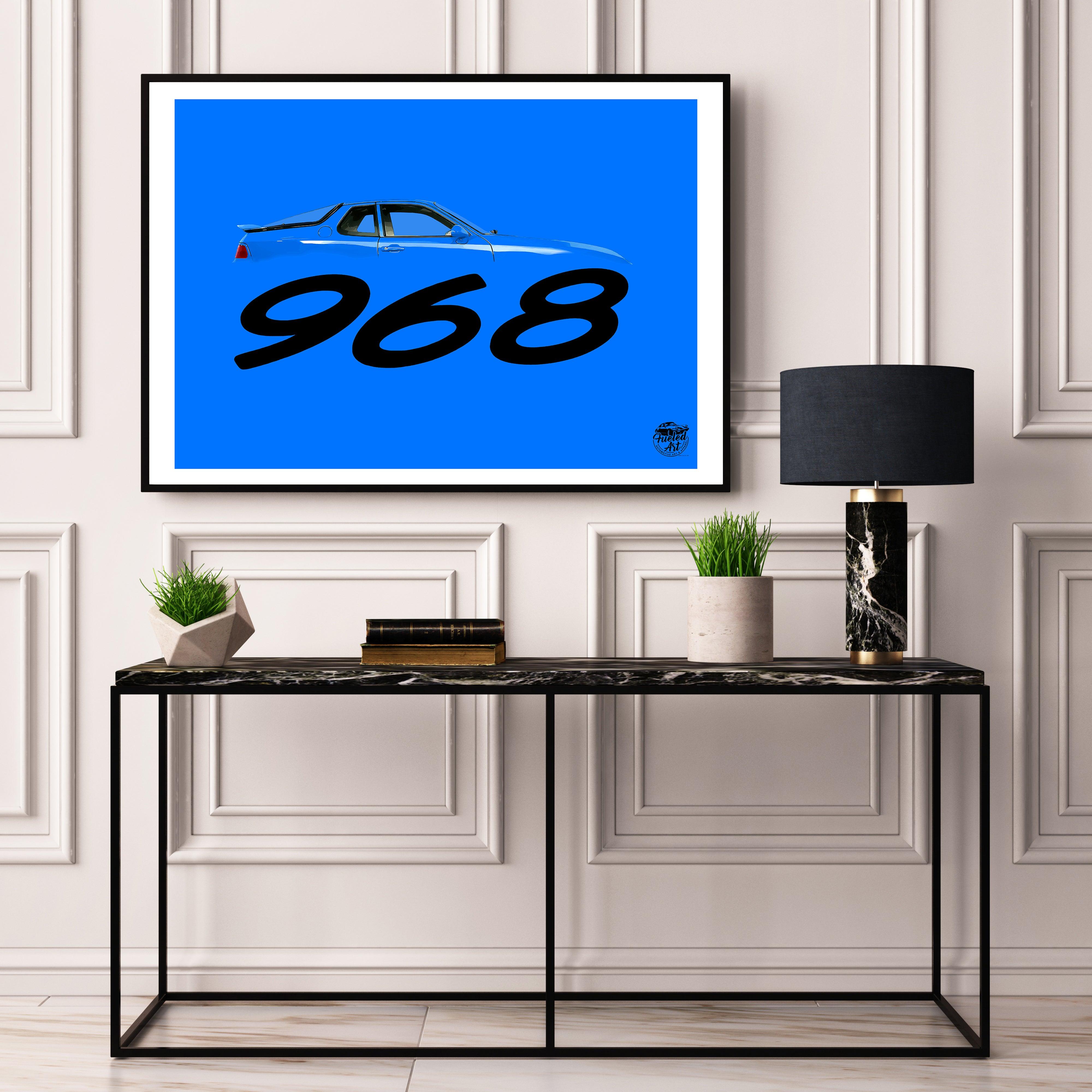 Porsche 968 Print - Maritime Blue - Fueled.art