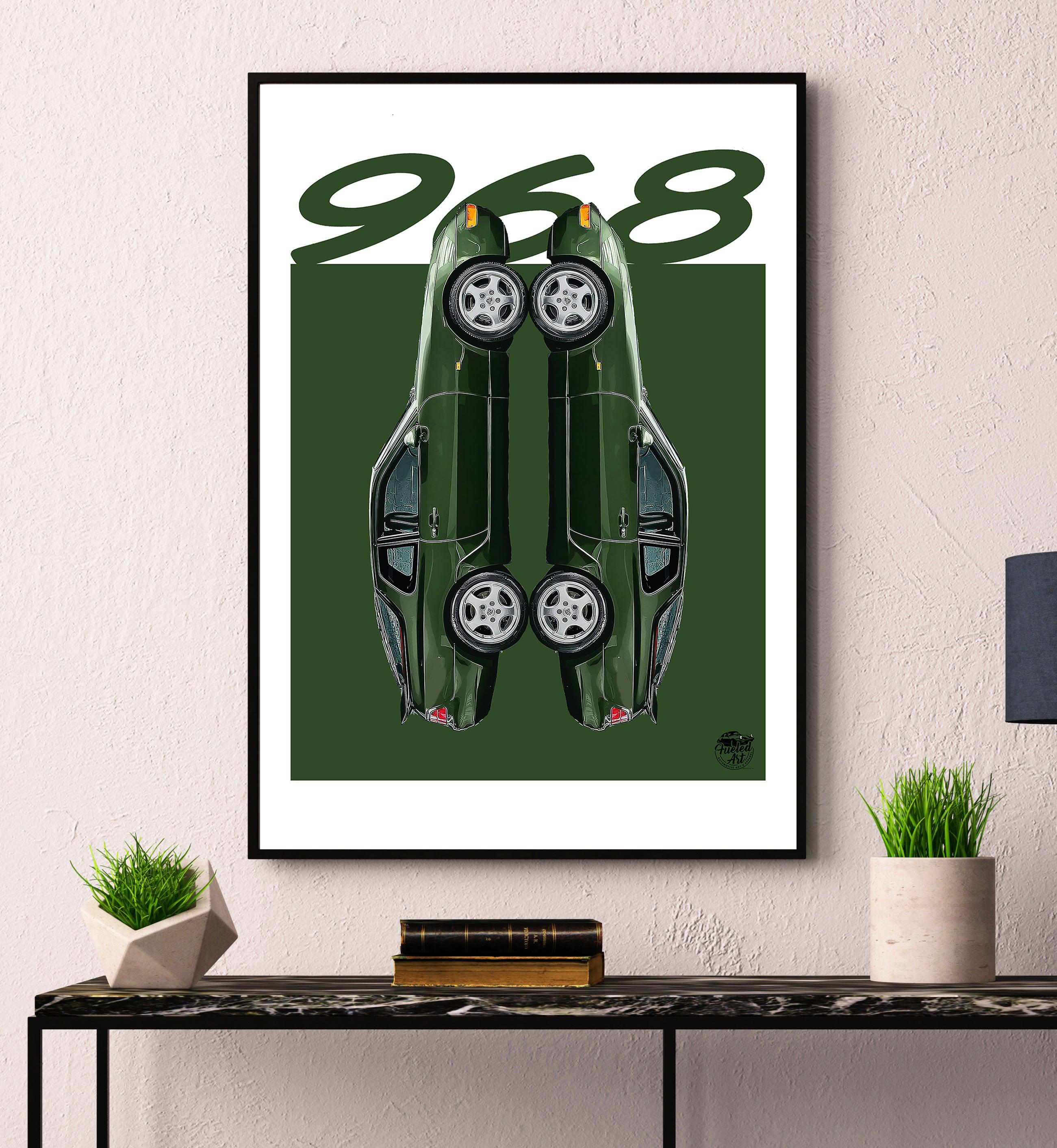 Porsche 968 Print - Oak Green - Fueled.art