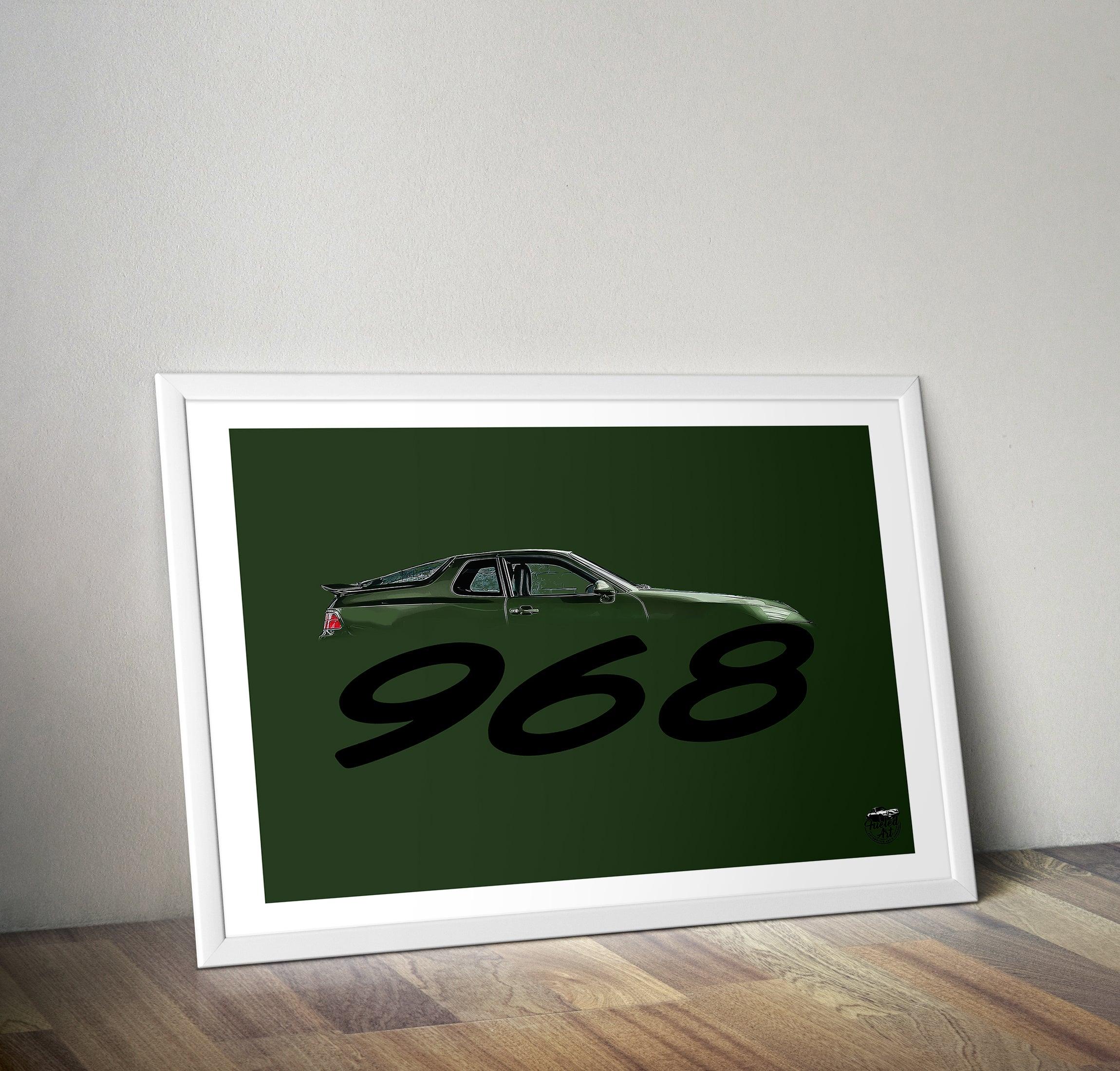 Porsche 968 Print - Oak Green - Fueled.art