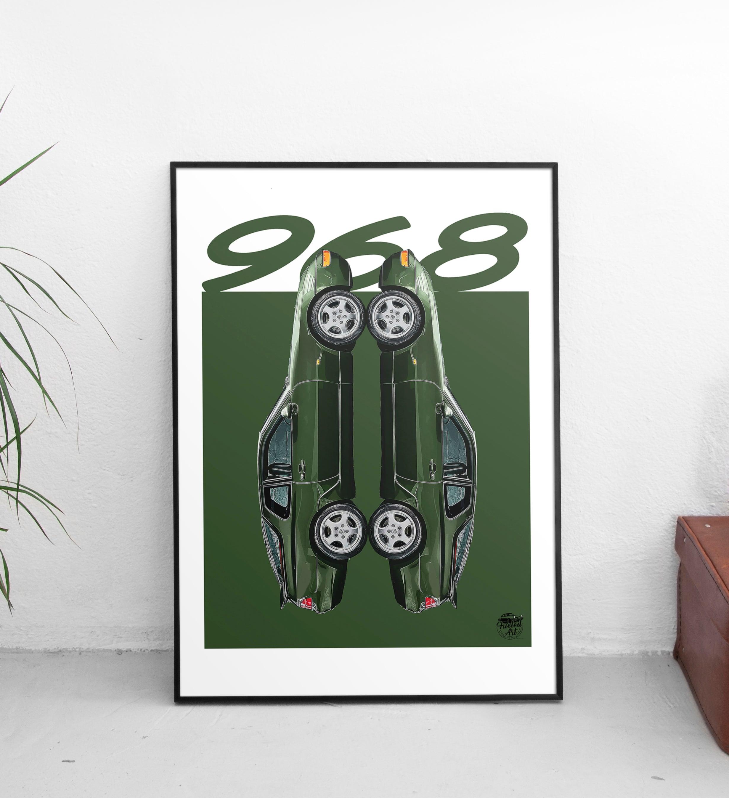 Porsche 968 Print - Oak Green - Fueled.art