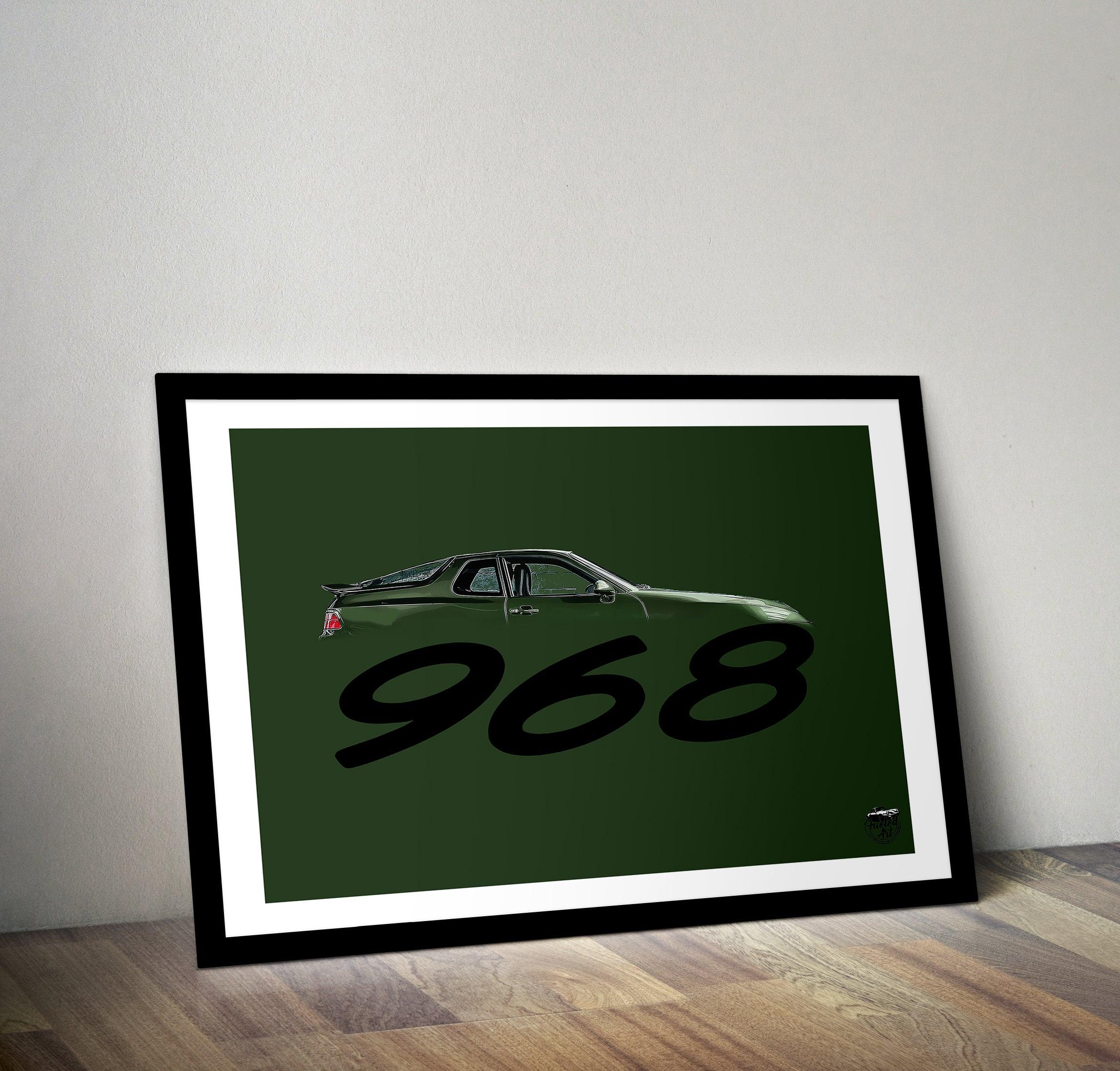 Porsche 968 Print - Oak Green - Fueled.art