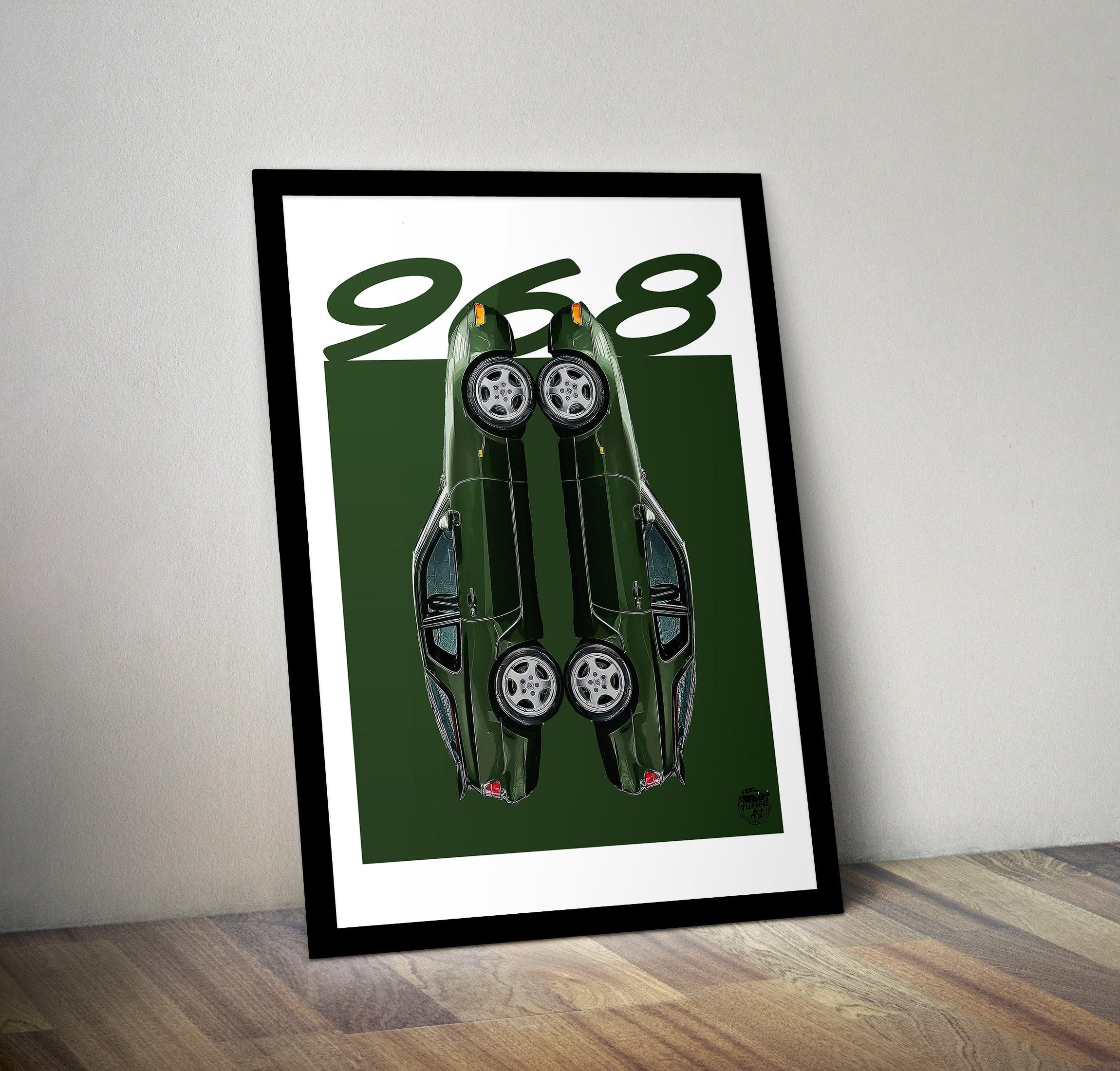 Porsche 968 Print - Oak Green - Fueled.art