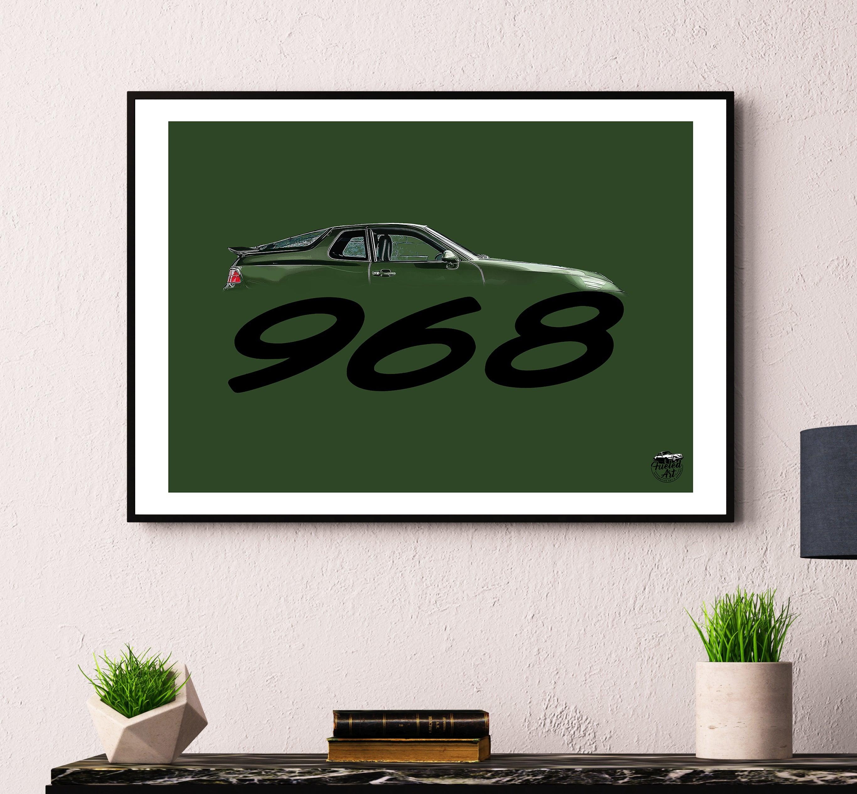 Porsche 968 Print - Oak Green - Fueled.art