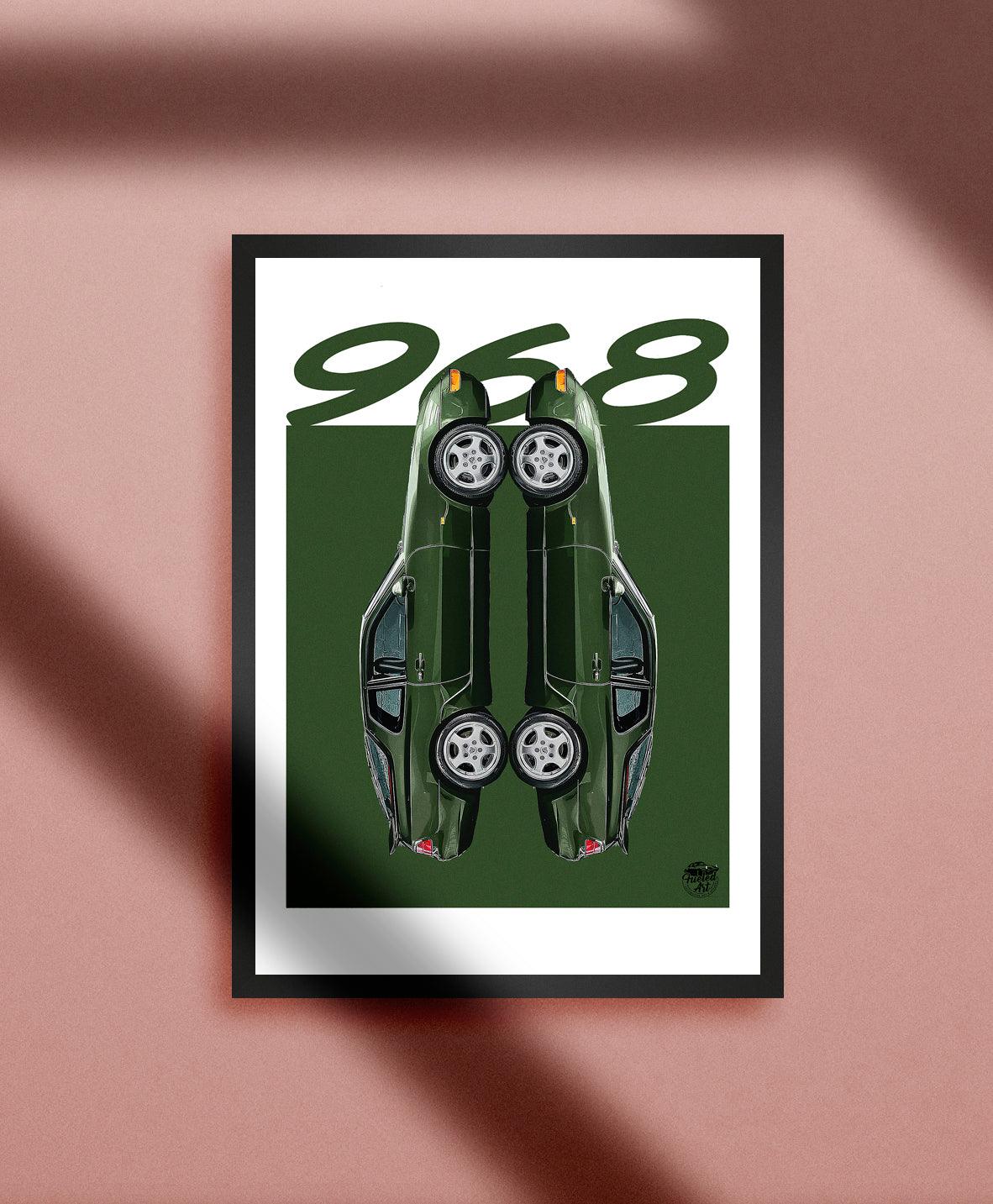 Porsche 968 Print - Oak Green - Fueled.art