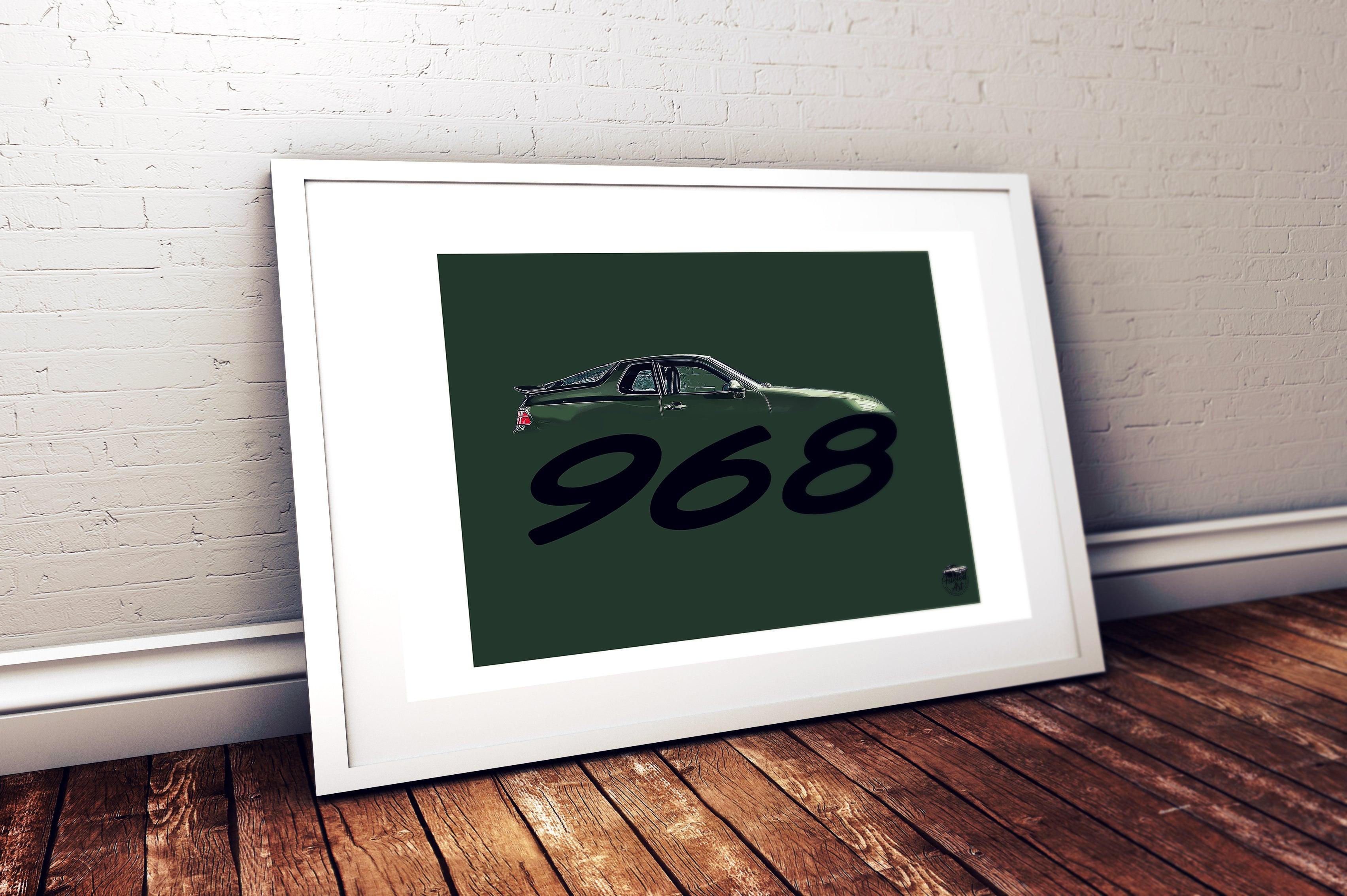 Porsche 968 Print - Oak Green - Fueled.art