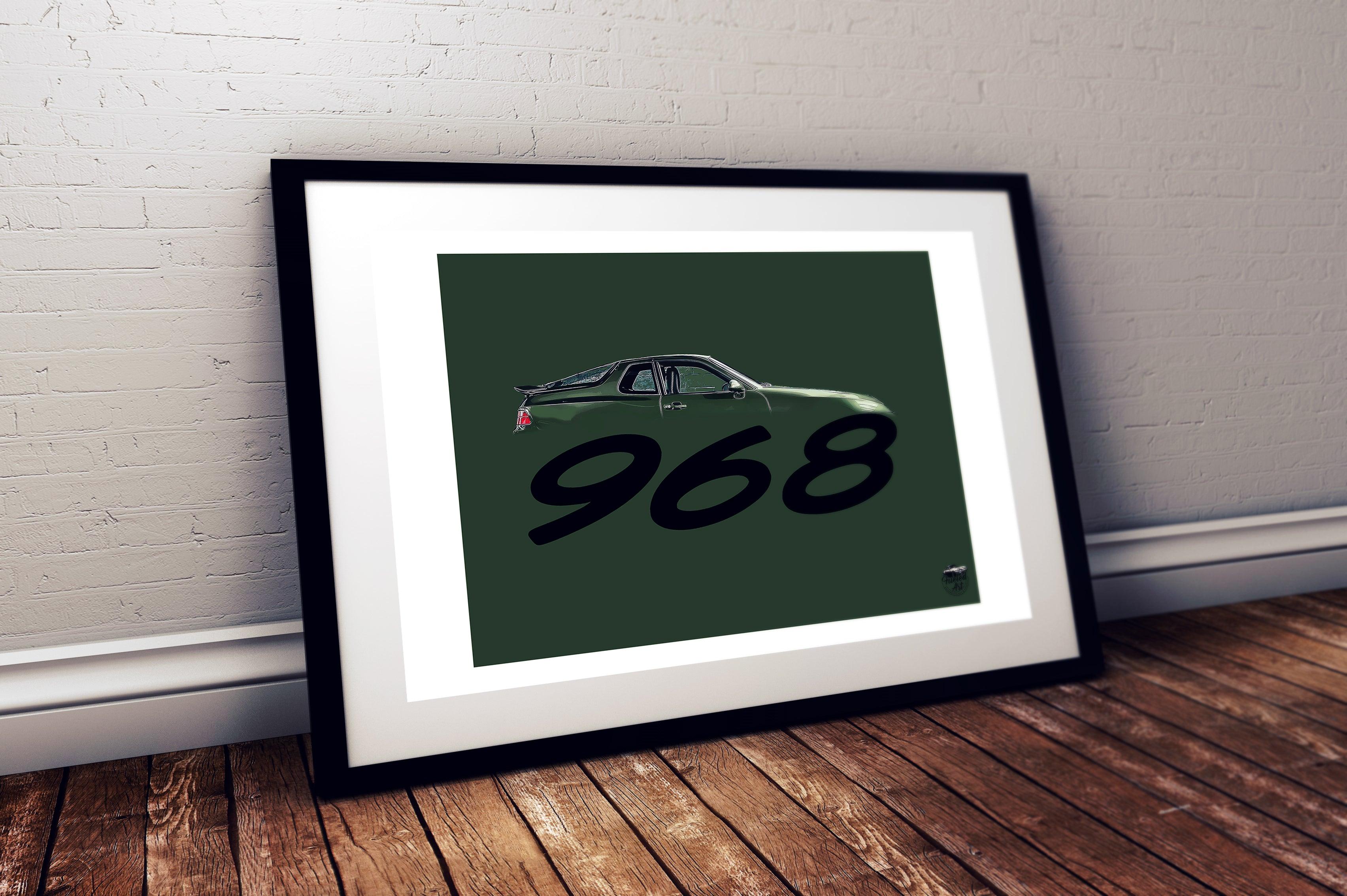 Porsche 968 Print - Oak Green - Fueled.art