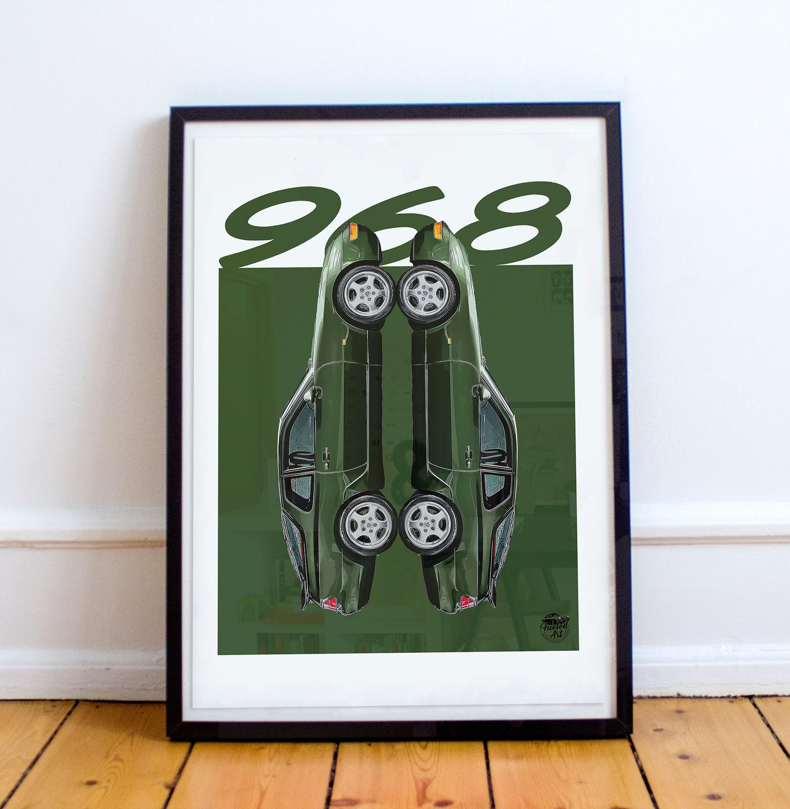 Porsche 968 Print - Oak Green - Fueled.art